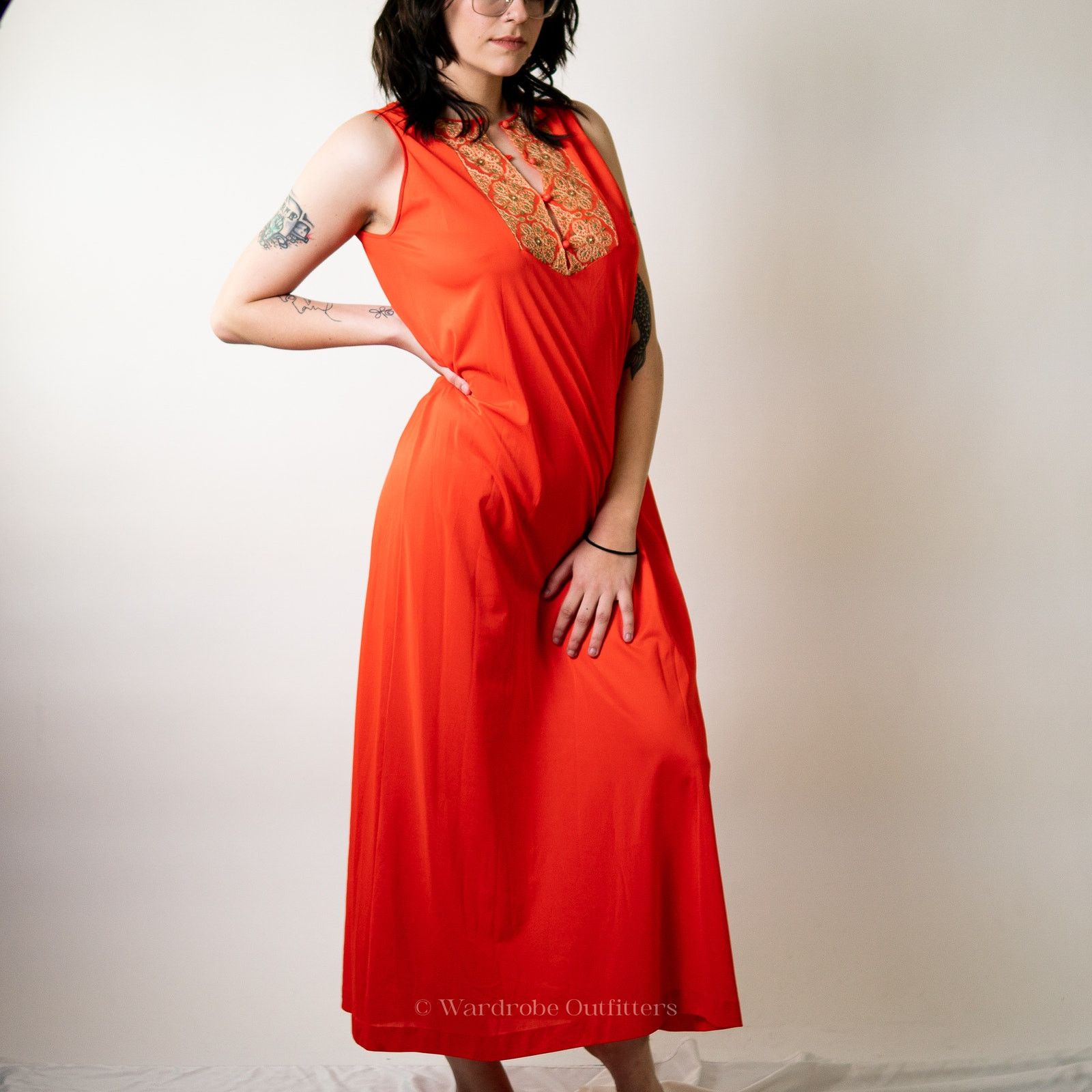 Vintage Vintage 1960's Embroidered Gossard Artemis Coral Dress Size M / US 6-8 / IT 42-44 - 1 Thumbnail
