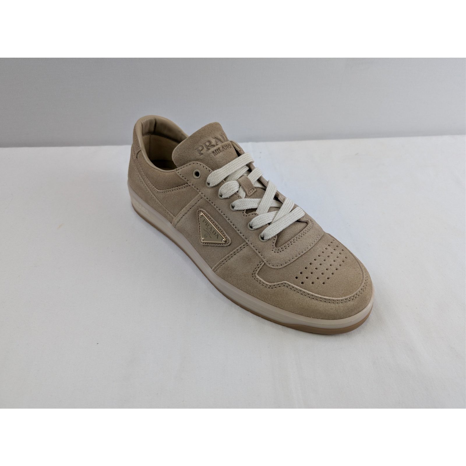 Prada o1rshd1 Downtown Delavé Suede Trainers Sneakers in ecru Size US 10 / EU 43 - 3 Thumbnail