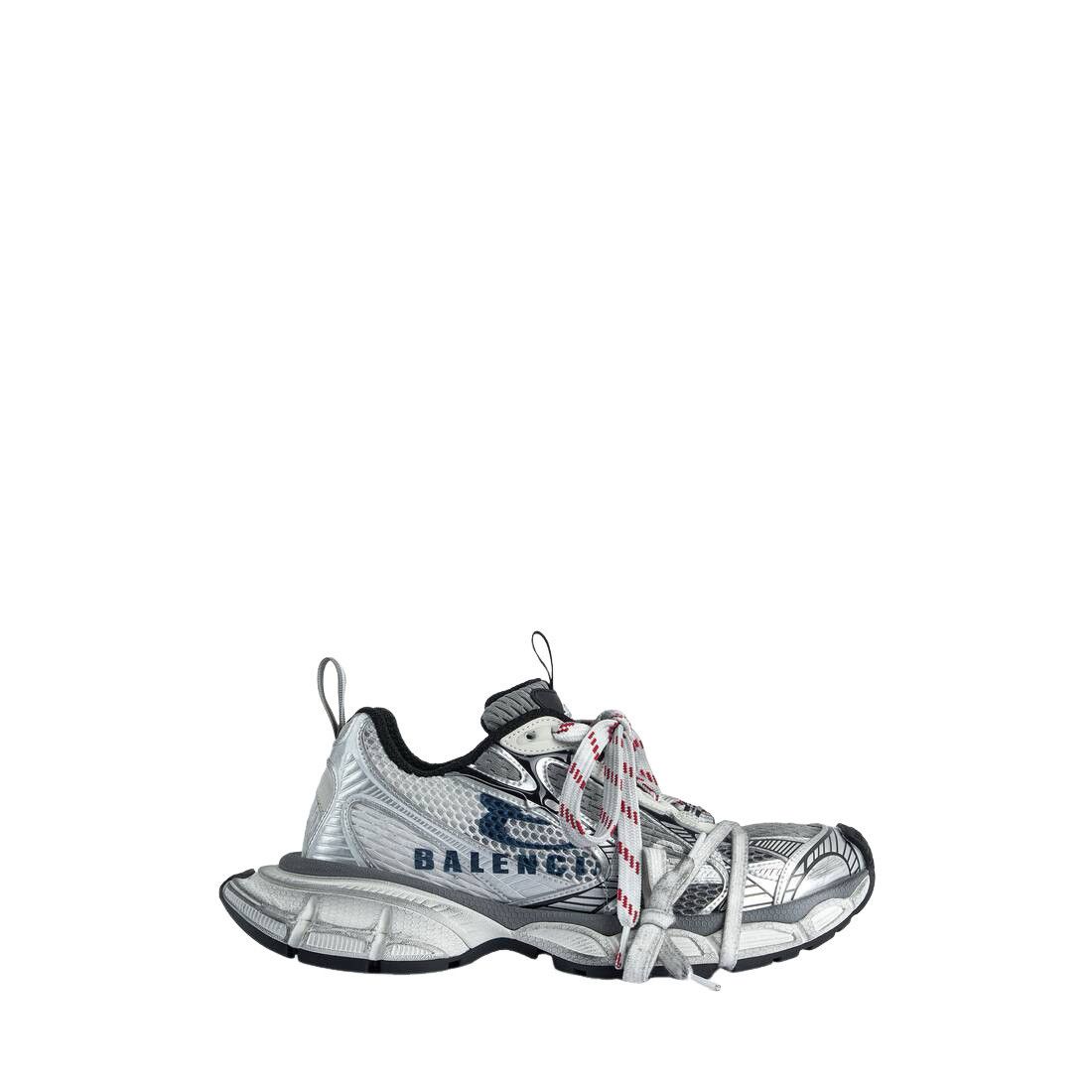 BALENCIAGA 3XL Split $1250 White/Navy/Gray Sneakers New & Au