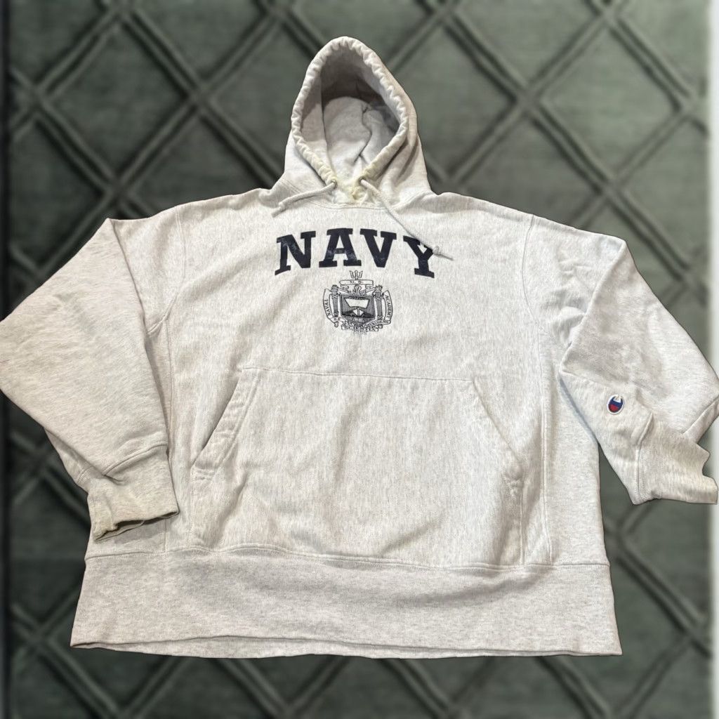 Champion VINTAGE Champion Hoodie Men Navy United States Naval 90s Reverse Weave Gray Medium Sweatshirt Size US M / EU 48-50 / 2 - 1 Thumbnail