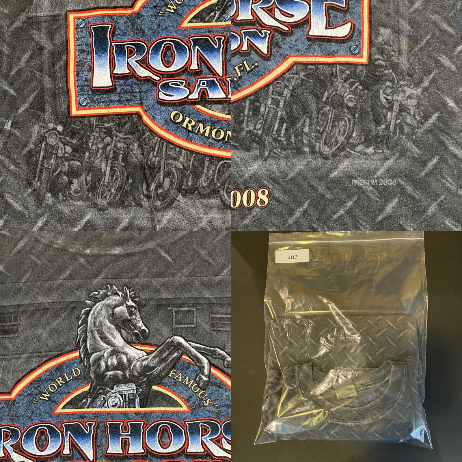 Anvil VINTAGE Iron Horse Saloon Shirt Mens Large Gray 2008 Florida Bike Week Ormond S/S Size US L / EU 52-54 / 3 - 8 Thumbnail