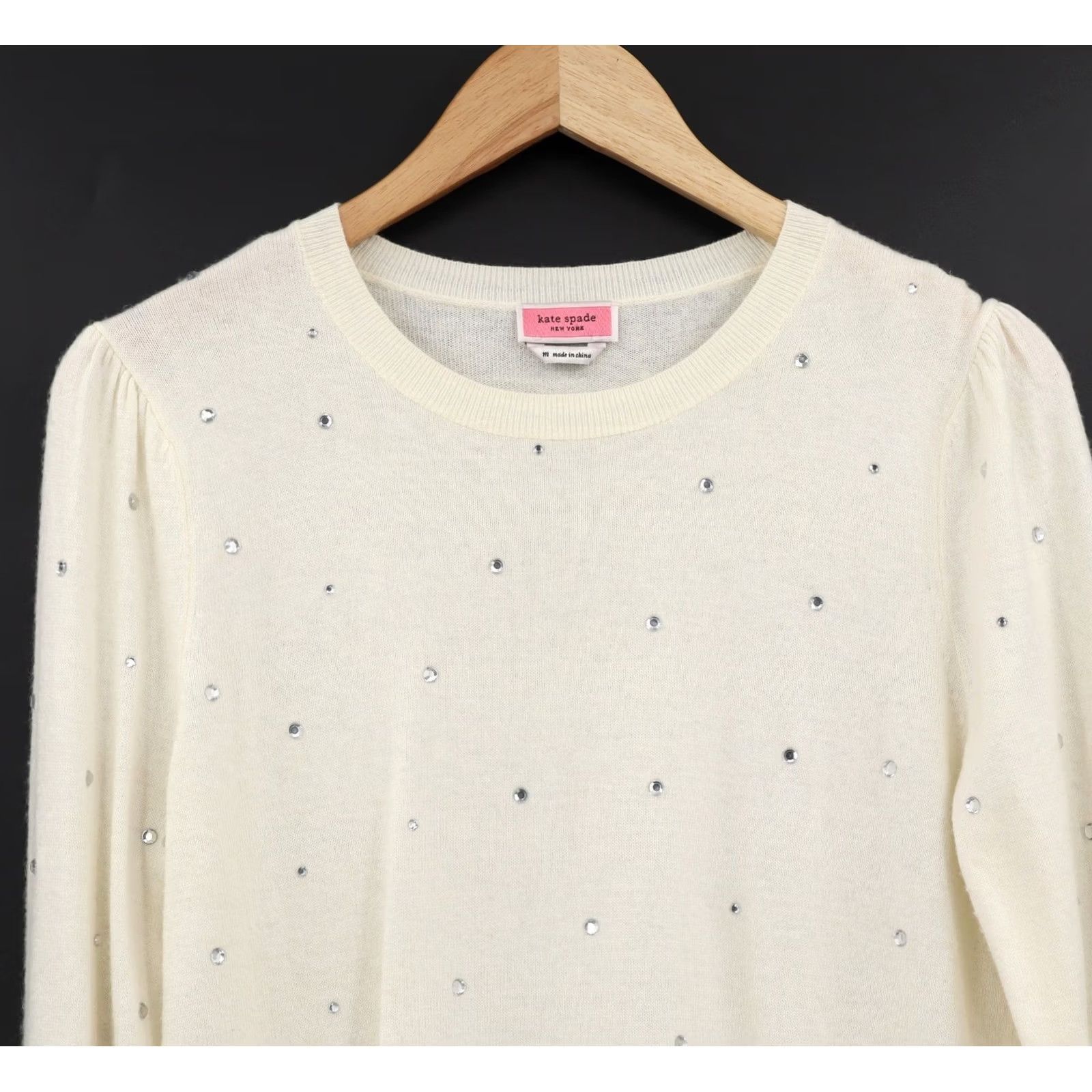 Vintage Kate Spade Women's Sweater Knit Rhinestone White M Size M / US 6-8 / IT 42-44 - 3 Thumbnail