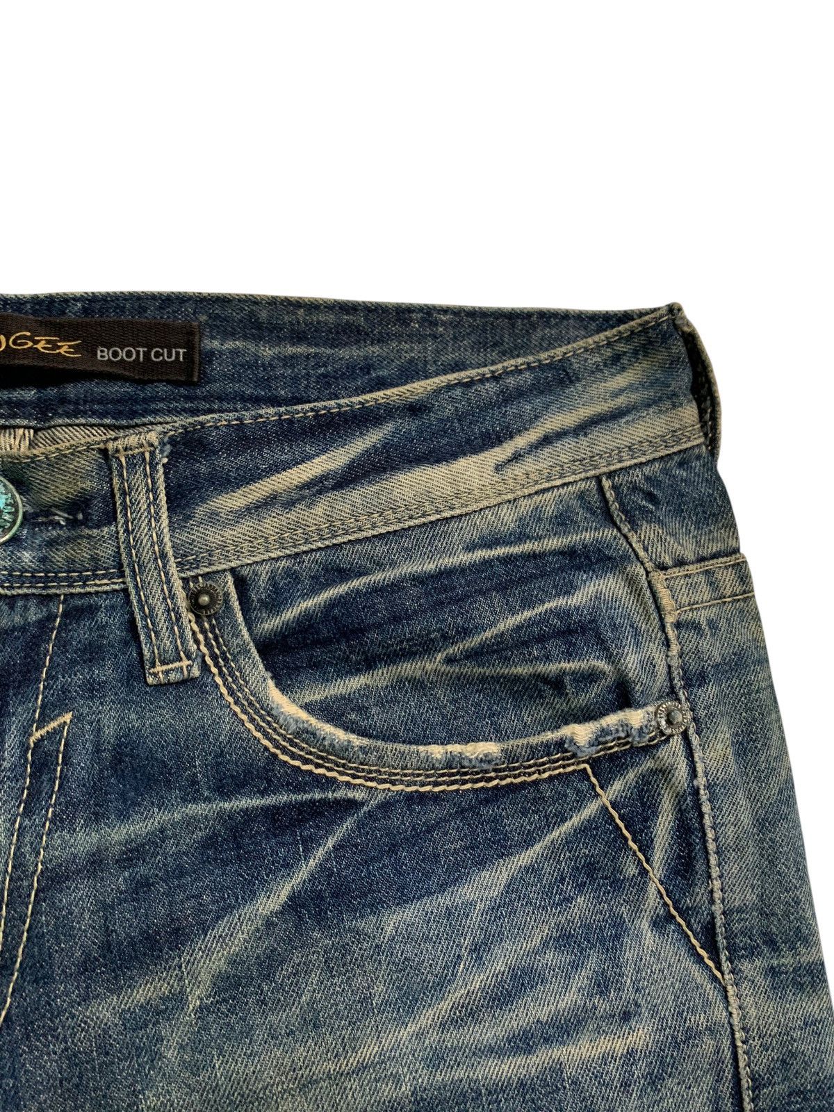 GOSTAR DE FUGA FLARE JAMBANGEE RUSTY PUNK STYLE JAPANESE DISTRESSED DENIM Size US 34 / EU 50 - 11 Thumbnail