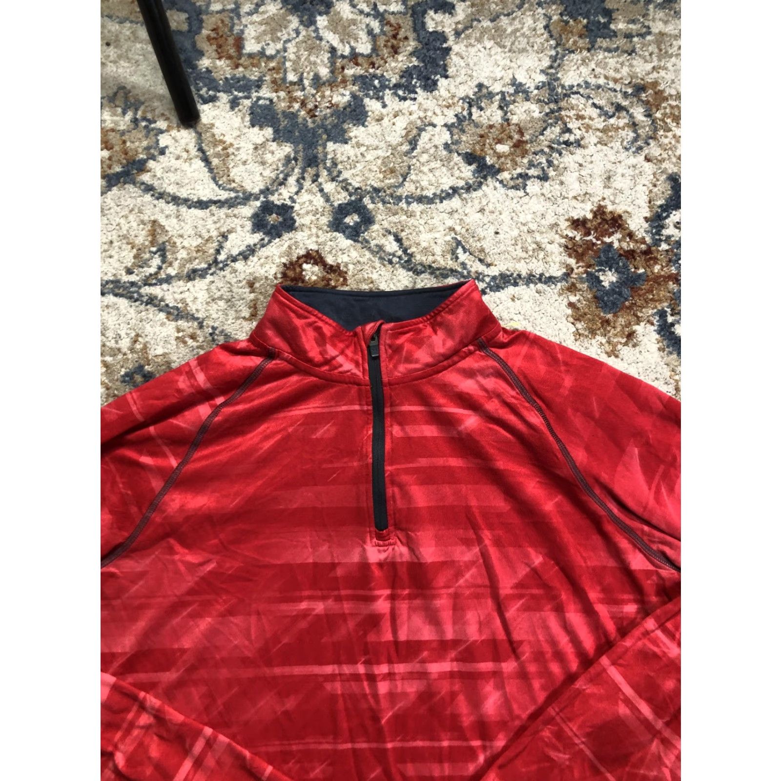 Under Armour Under Armour HeatGear Shirt Mens Large Red Quarter Zip Long Sleeve Raglan Mock Neck Size US L / EU 52-54 / 3 - 2 Thumbnail