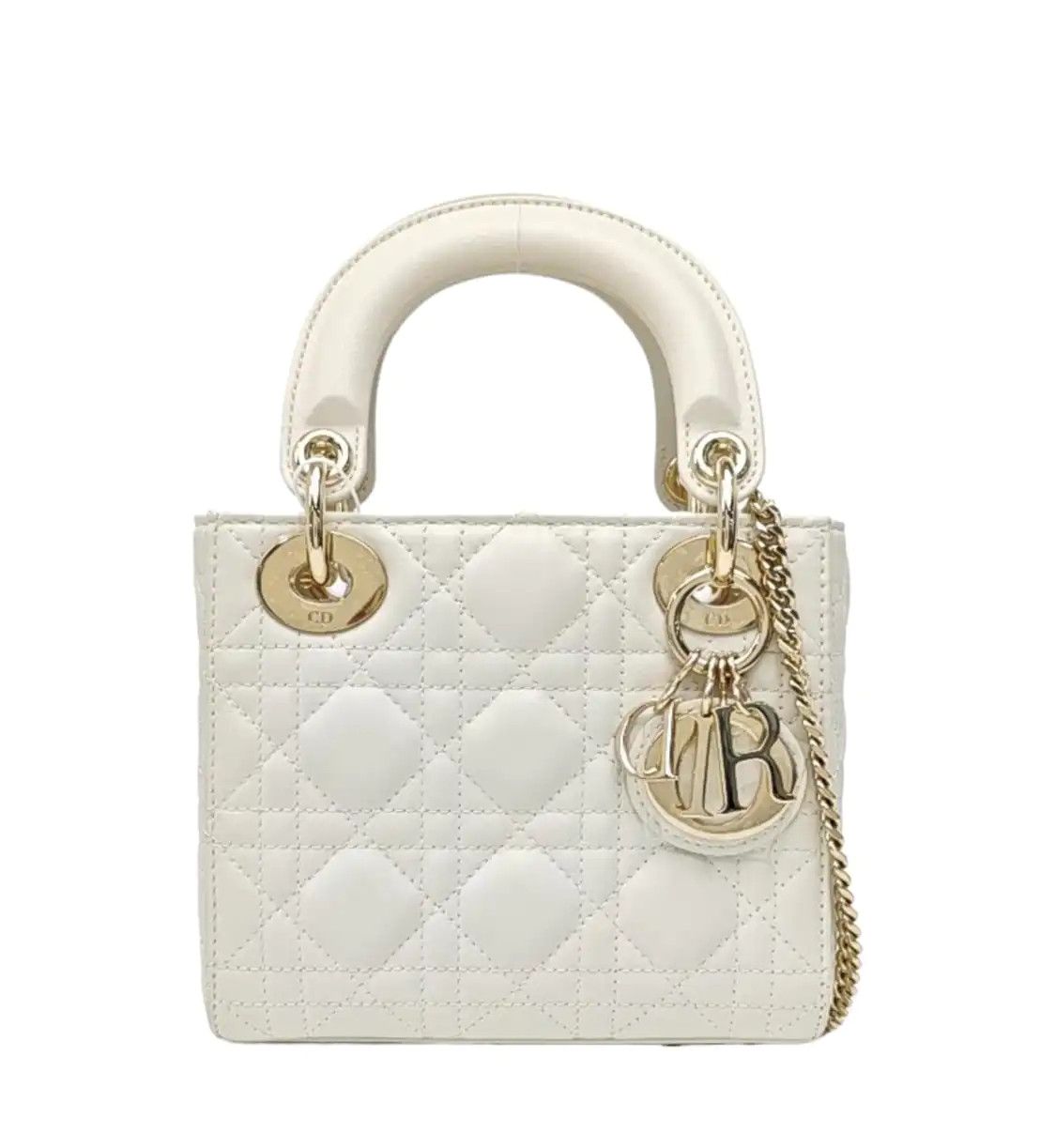 Dior DIOR Lady Dior mini white sheepskin rattan plaid quilted Lady mini shoulder bag Size ONE SIZE - 1 Thumbnail