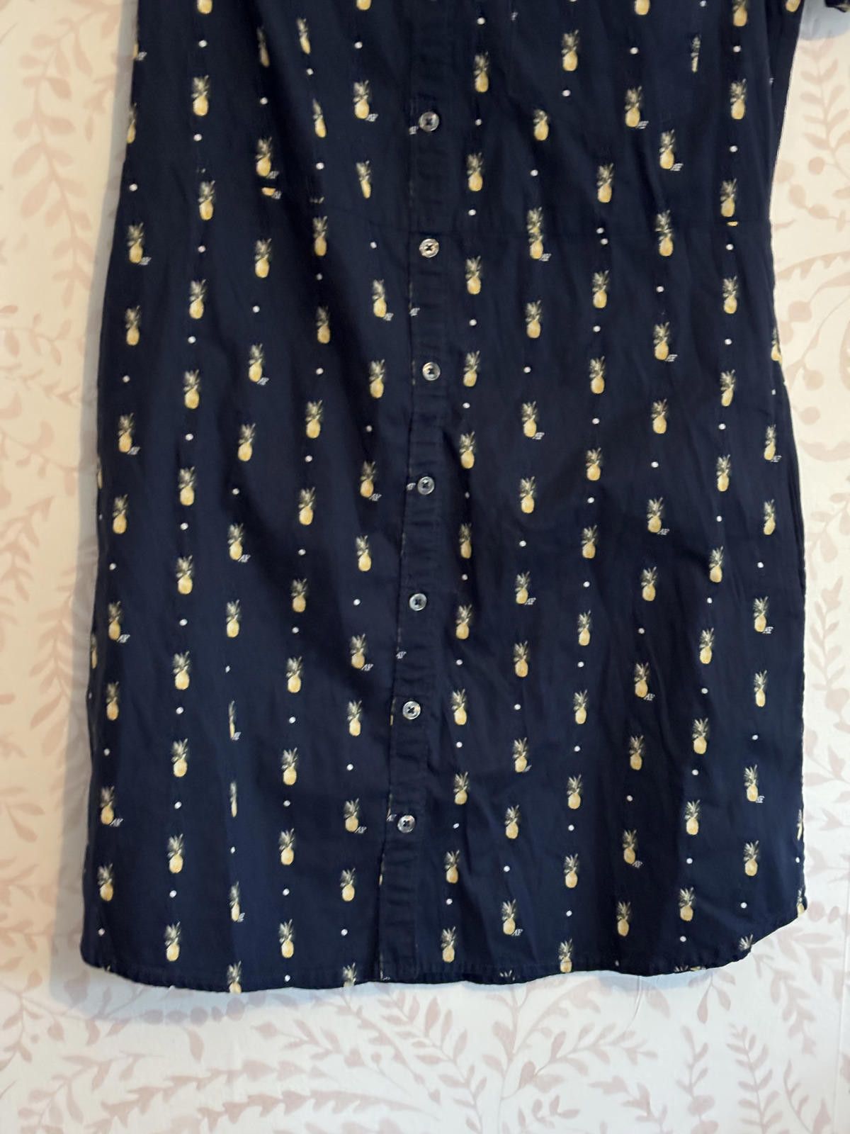 Abercrombie & Fitch Abercrombie & Fitch Navy Blue Pineapple Print Shirt Dres Size XS / US 0-2 / IT 36-38 - 3 Thumbnail