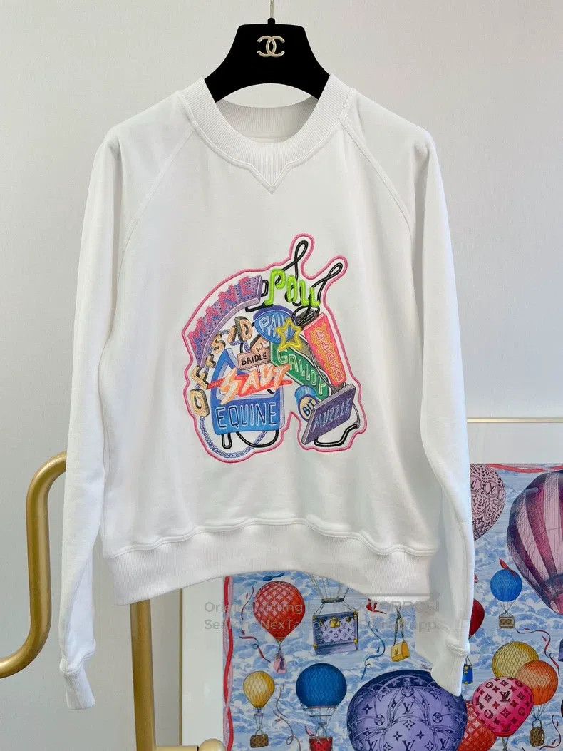 Hermes Hermes Painted Embroidered White Crewneck Sweatshirt Size XS / US 0-2 / IT 36-38 - 2 Thumbnail