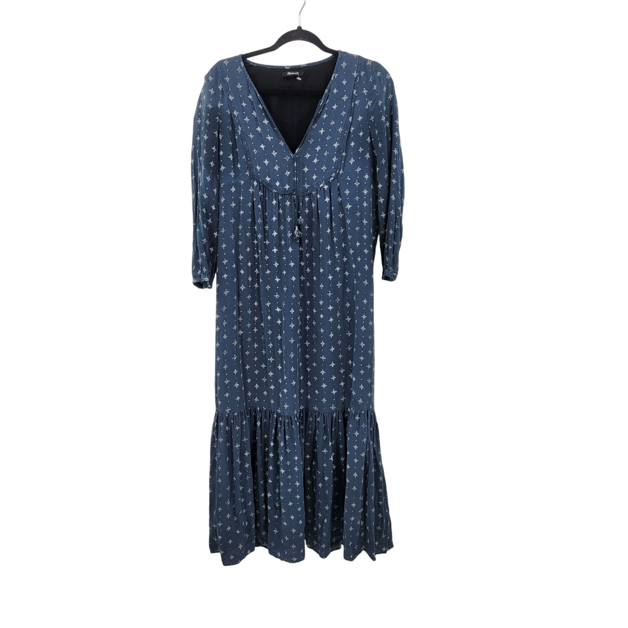 Madewell Madewell Womens Silk Medallion Dot Maxi Dress Blue Sz 4 Tier Size S / US 4 / IT 40 - 15 Thumbnail