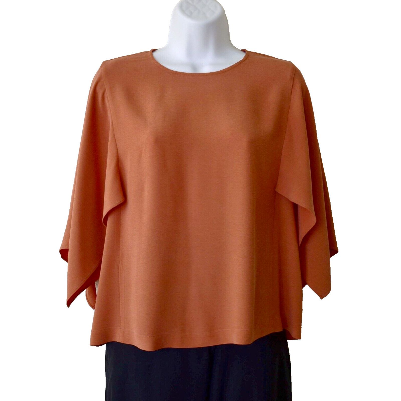 NEW EILEEN FISHER Orange Pekoe Silk Petite Top Sz PP $328
