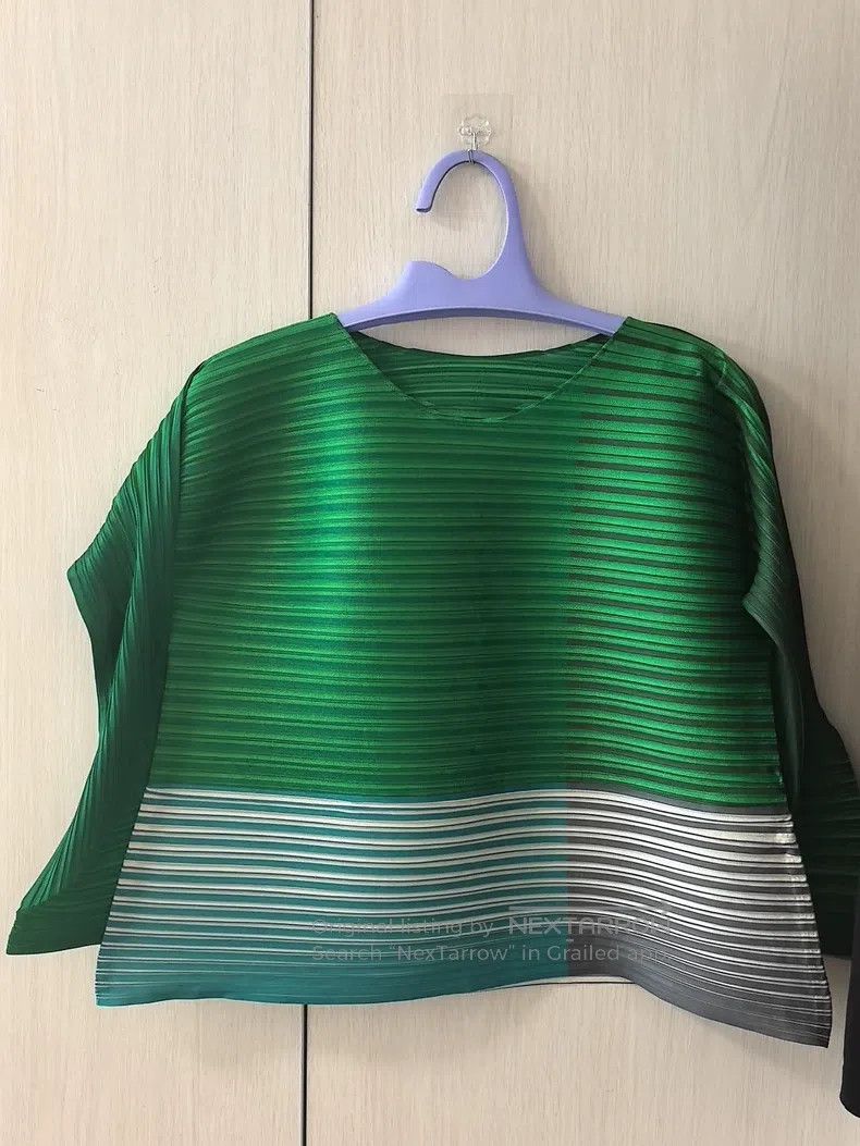 Issey Miyake Issey Miyake Green Color Block Horizontal Stripe Top Size M / US 6-8 / IT 42-44 - 1 Thumbnail