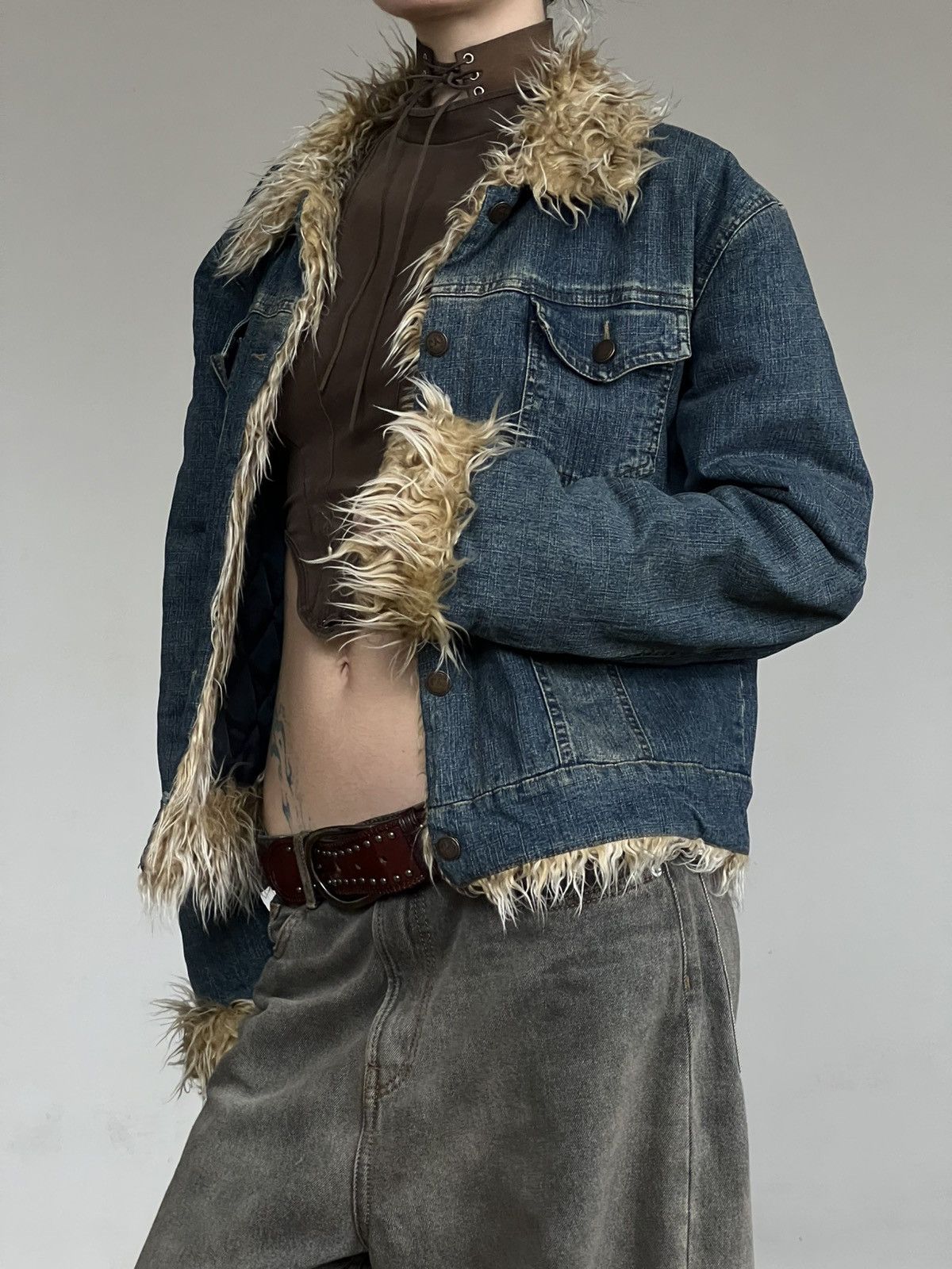 Vintage VINTAGE FAUX FUR DENIM JACKET AFGHAN COAT MINI PENNY LANE Size M / US 6-8 / IT 42-44 - 10 Thumbnail