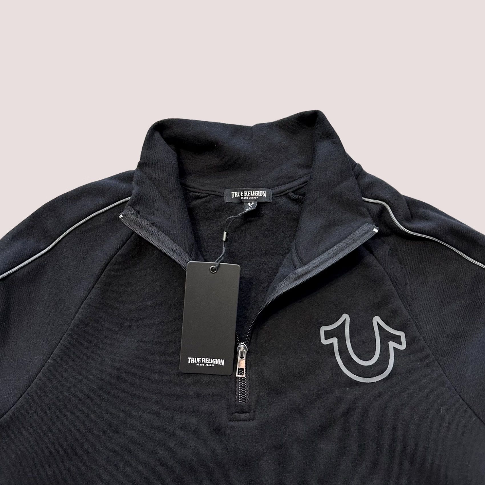 True Religion True Religion Quarter Zip Shirt Mens L Black 1/4 Zip Pullover Sweater Long Sleeve Size US L / EU 52-54 / 3 - 1 Thumbnail