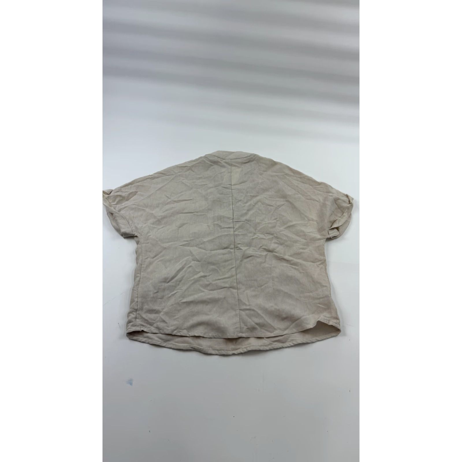 Vintage VINTAGE N/A Women's Blouse Shirt Large Beige Boho Tassel Lace Up V-Neck Cotton Tunic Summer Festival Size L / US 10 / IT 46 - 6 Thumbnail