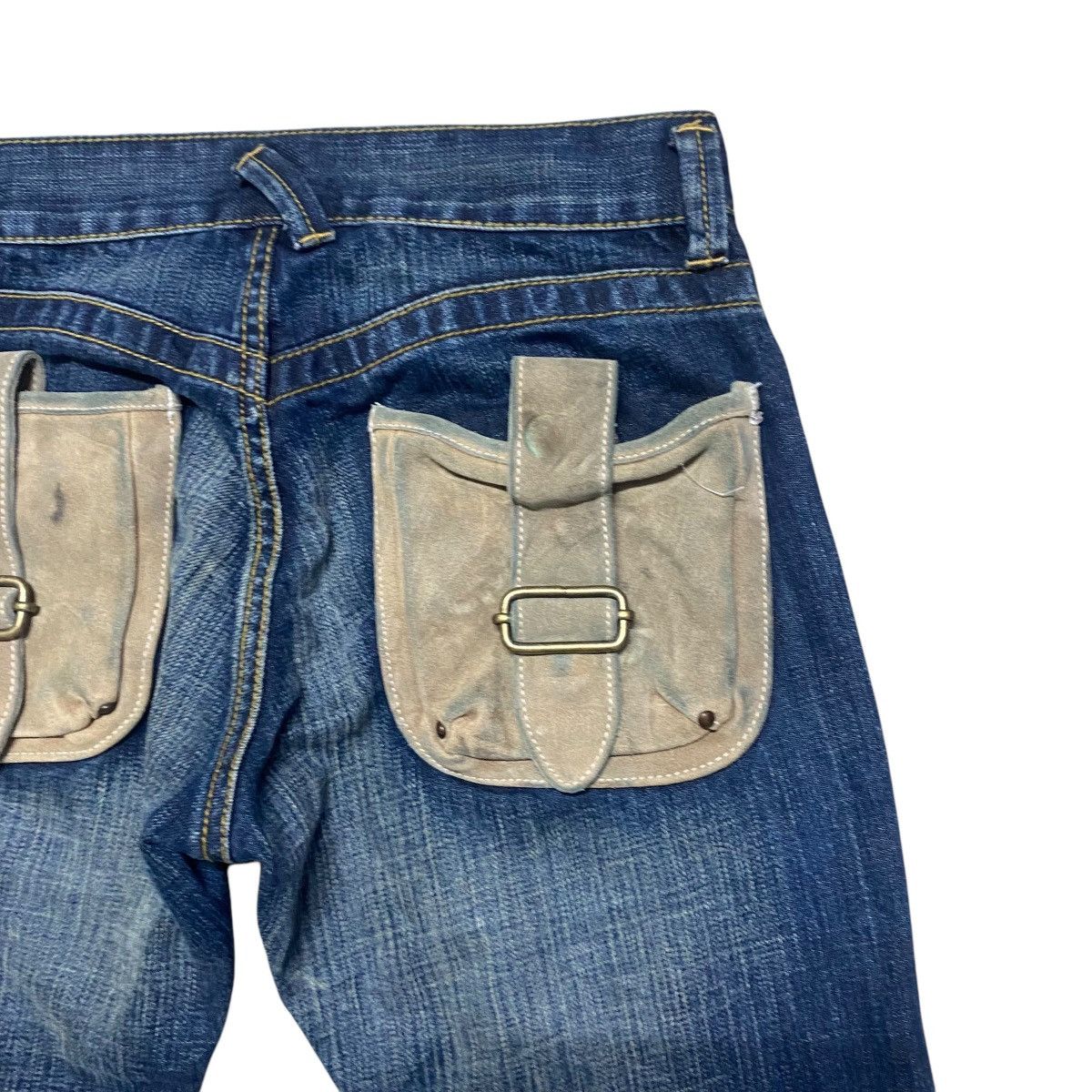 Japanese Brand Japanese Brand Leather Pocket Denim Flare Jeans Size US 27 - 11 Thumbnail