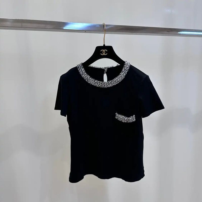 Chanel Chanel Black Short Sleeve T-Shirt with Detail 0089 Size S / US 4 / IT 40 - 1 Thumbnail