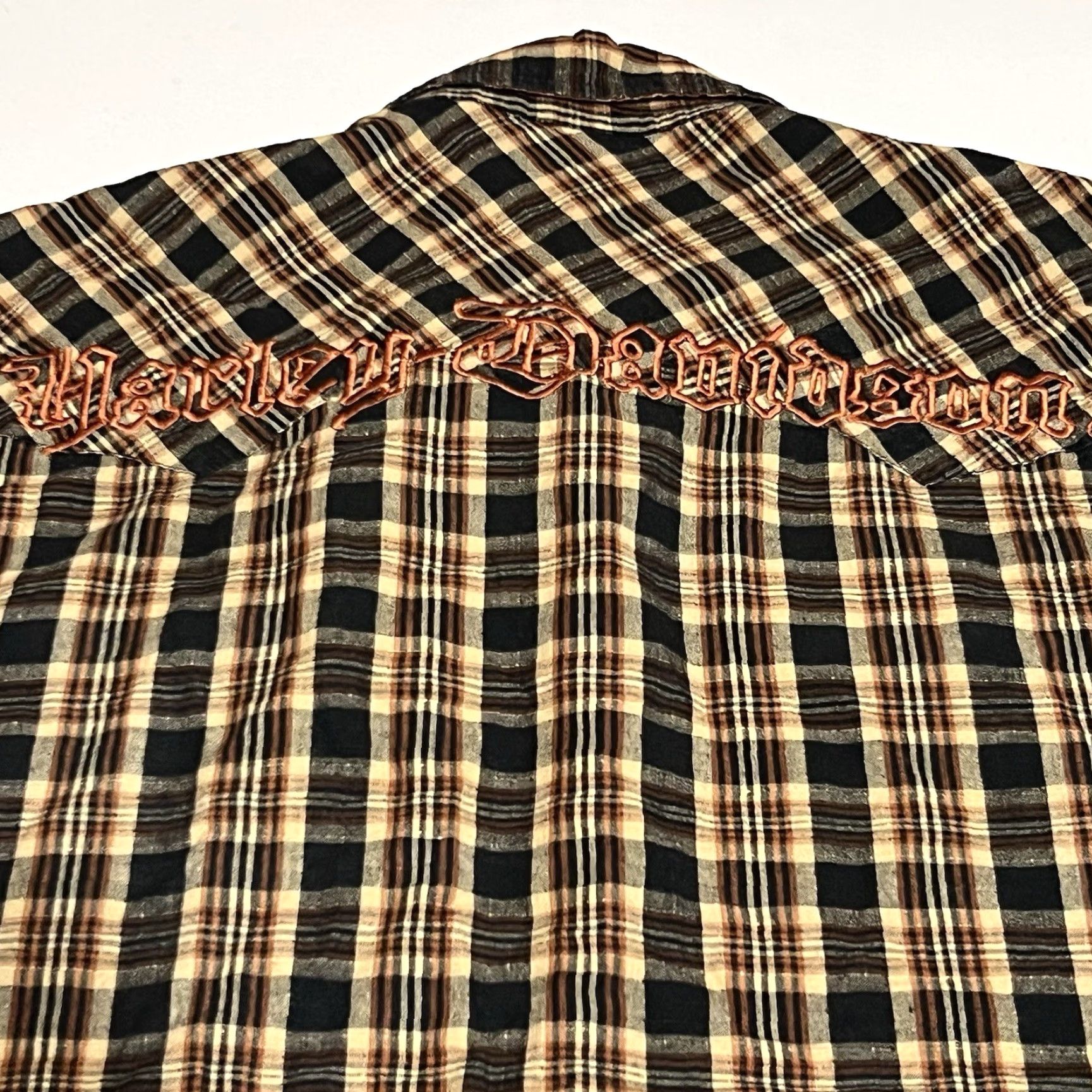Harley Davidson Harley-Davidson Pearl Snap Shirt Men’s Large Brown Plaid Short Sleeve Button-Up Casual, Travel, Party/Cocktail Mens BD Size US L / EU 52-54 / 3 - 4 Thumbnail