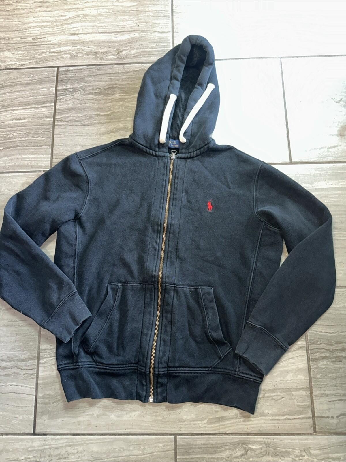 Polo Ralph Lauren Full Zip Up Hoodie Navy Blue Size M Logo