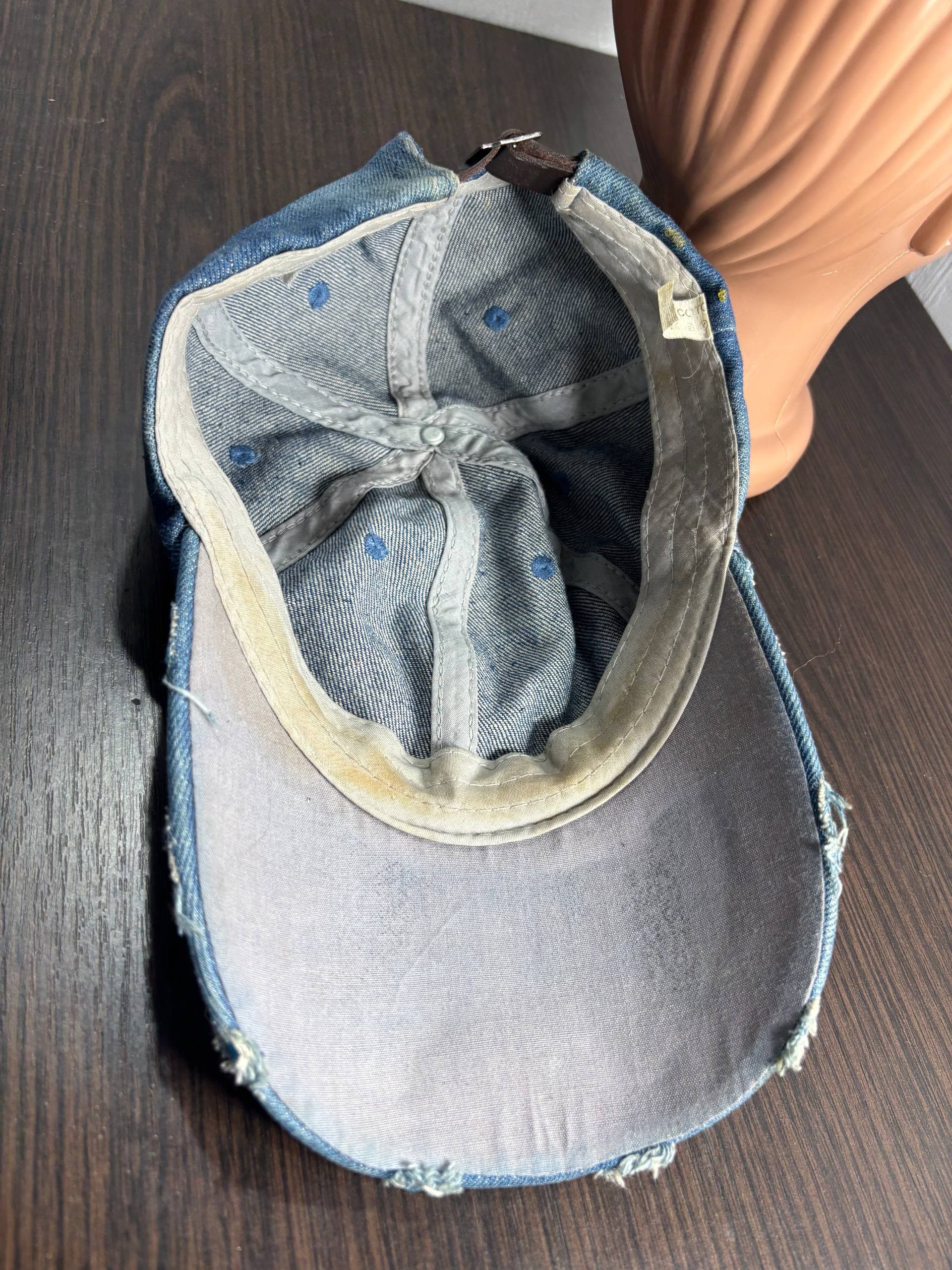 Japanese Brand VTG Rhinestone IfSixWasNine style Distressed Denim Cap Hat Size ONE SIZE - 8 Thumbnail