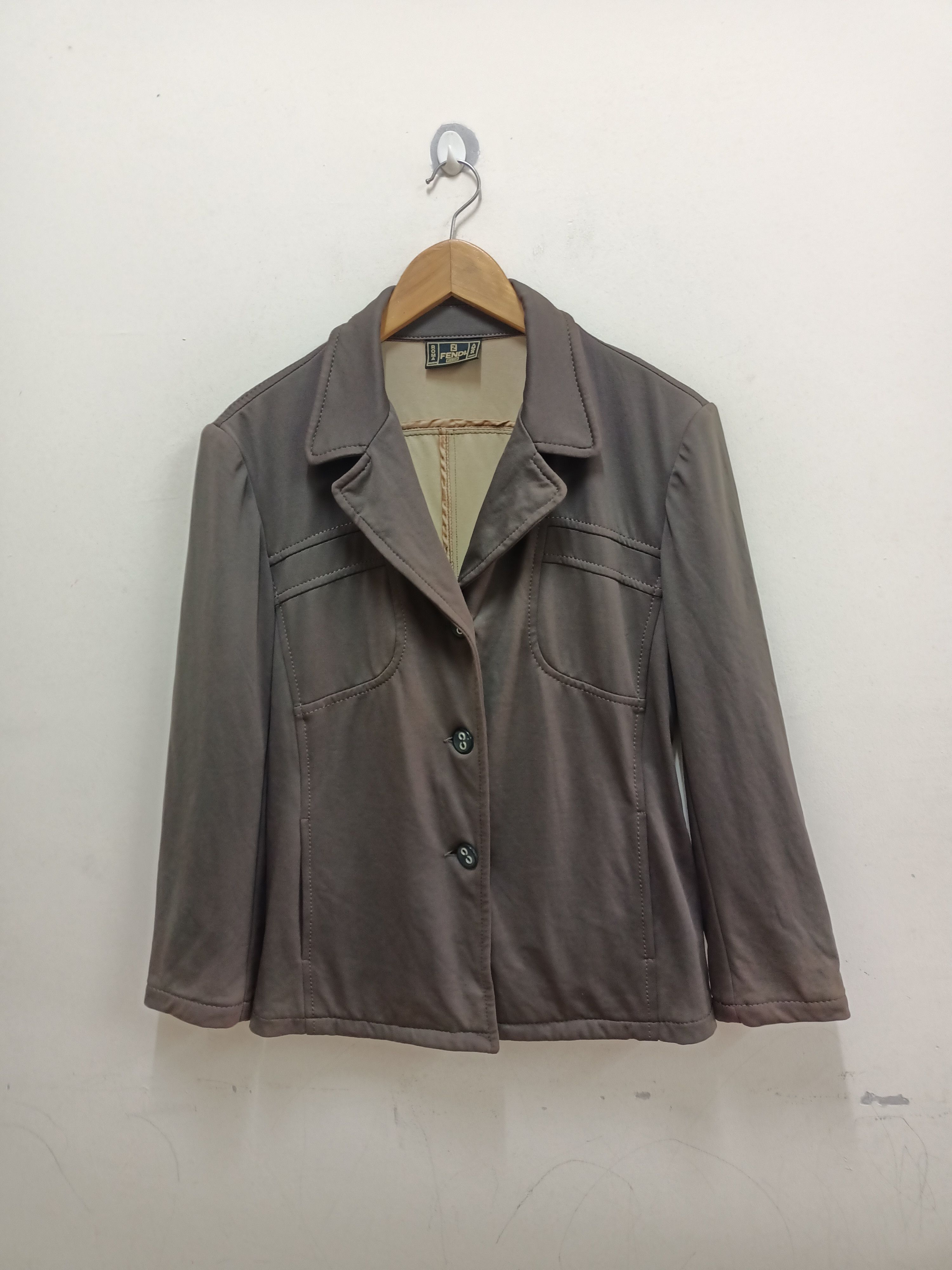 image of Vintage Fendi Jeans Coat/jackets For Her in Brown, Women's (Size Medium)