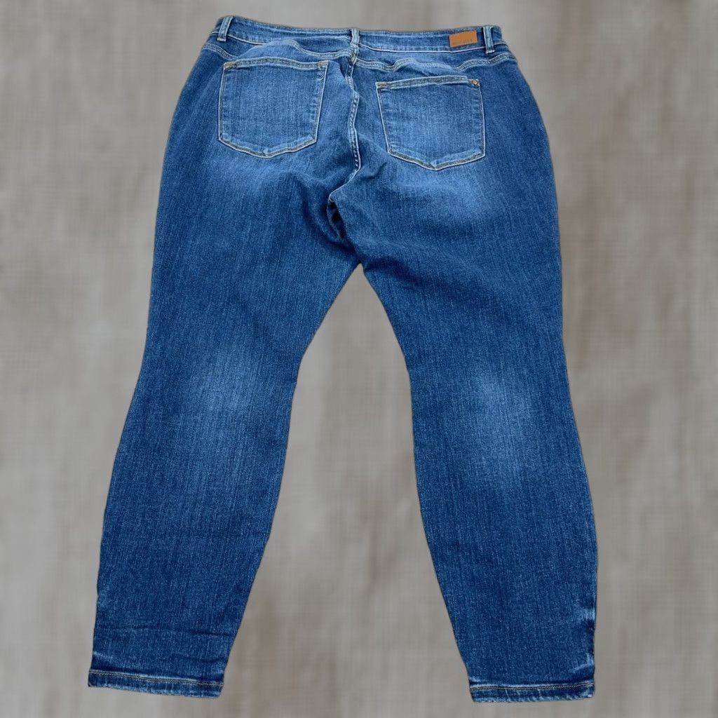 Vintage Judy Blue Jeans Women 20W Skinny Fit Dark Wash Button Zipper 5-Pocket Denim Pants Blue Size 20W Ladies Size 42" / US 20 - 1 Thumbnail