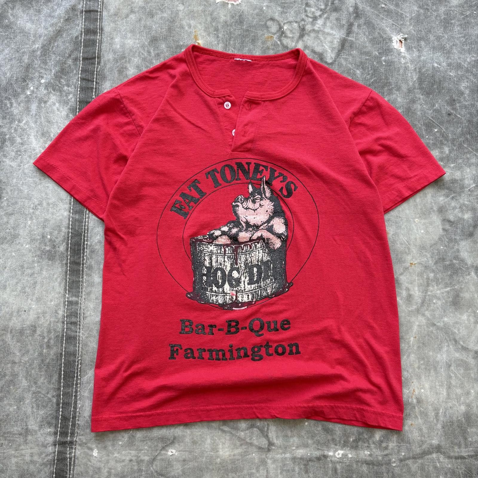 Vintage Vintage 90s Fat Toney’s BBQ Hog Pig Razorbacks Jersey Shirt Size US S / EU 44-46 / 1 - 1 Thumbnail