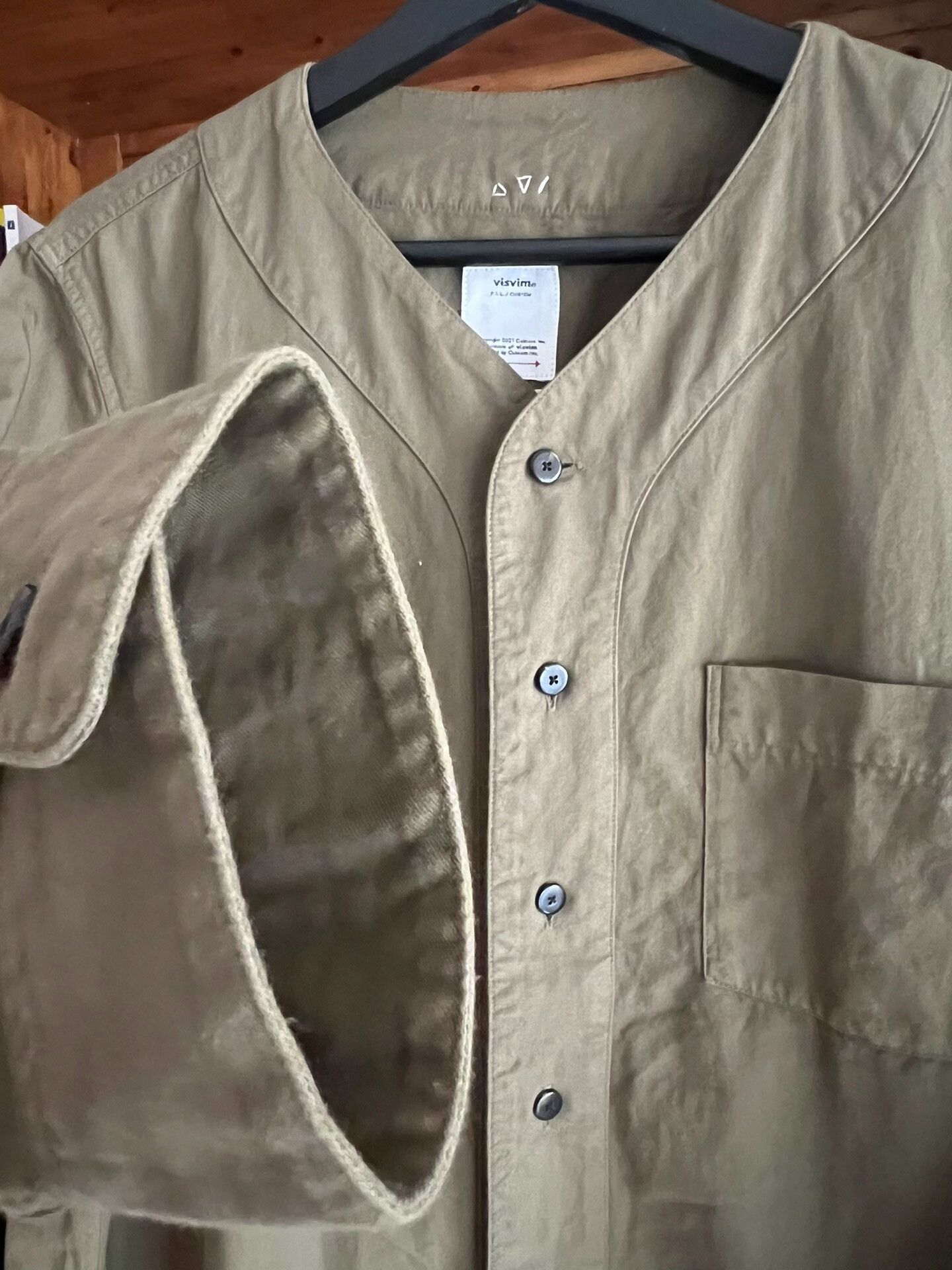 Visvim visvim 2019AW Collarless GIZA Cotton Baseball Shirt Size US L / EU 52-54 / 3 - 4 Thumbnail