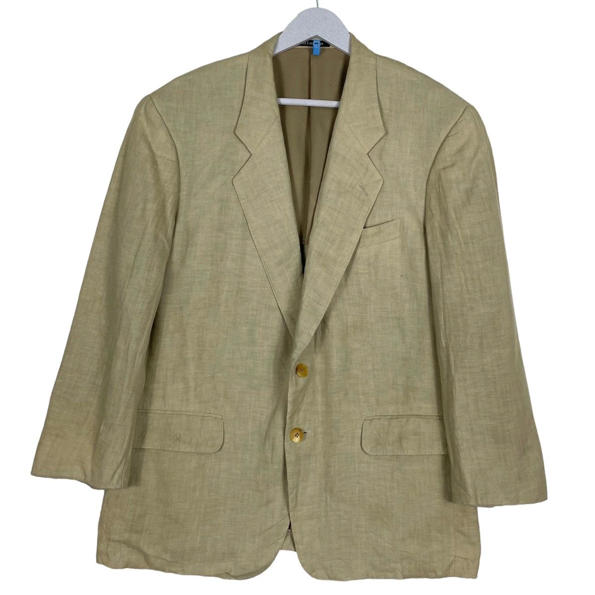 Karl Lagerfeld × Vintage 💥90s KARL LAGERFELD LINEN BUTTON BLAZER JACKET Size US L / EU 52-54 / 3 - 1 Thumbnail