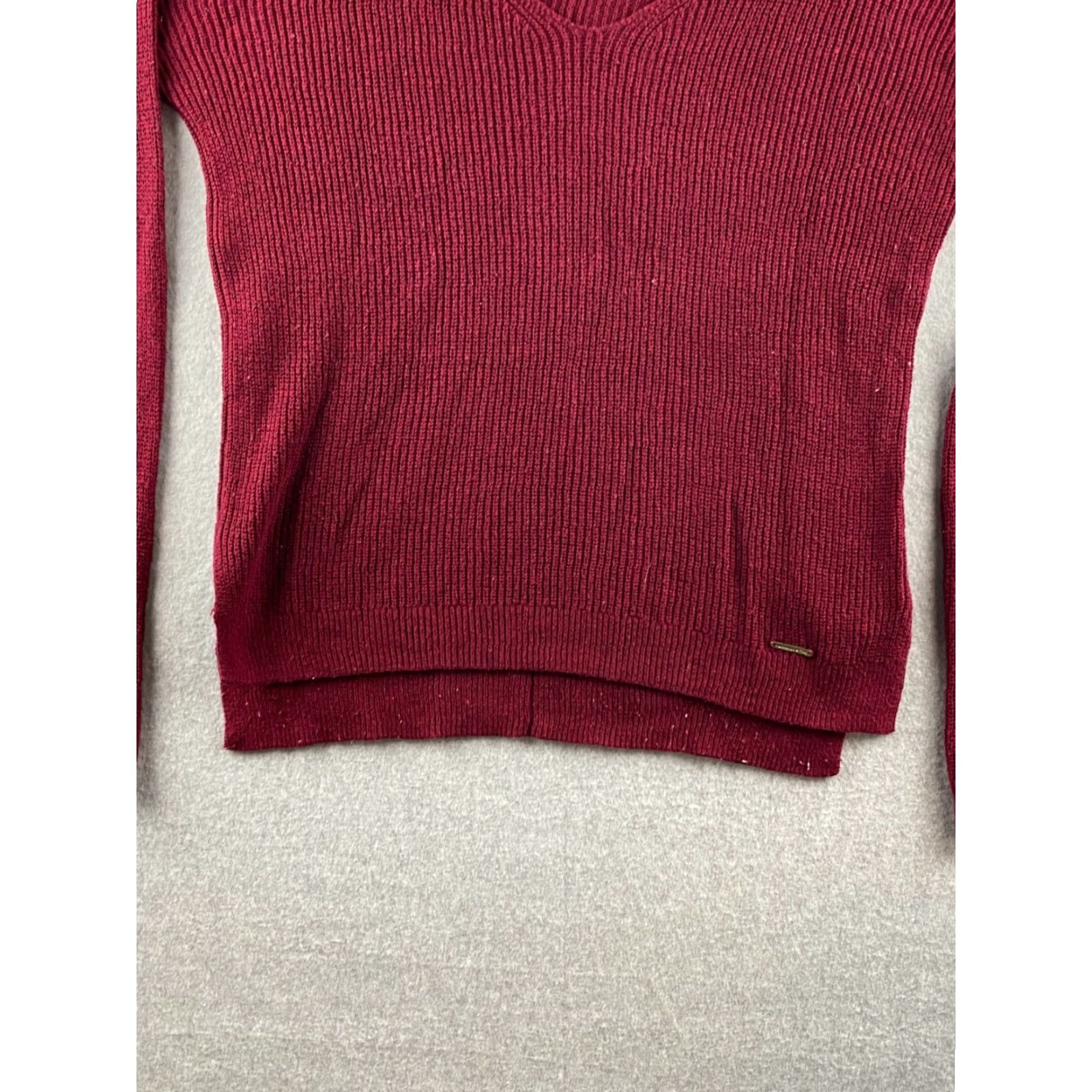 Abercrombie & Fitch Abercrombie & Fitch Sweater Womens XS Maroon Pullover V-Neck Cable-Knit Stretch Size XS / US 0-2 / IT 36-38 - 3 Thumbnail
