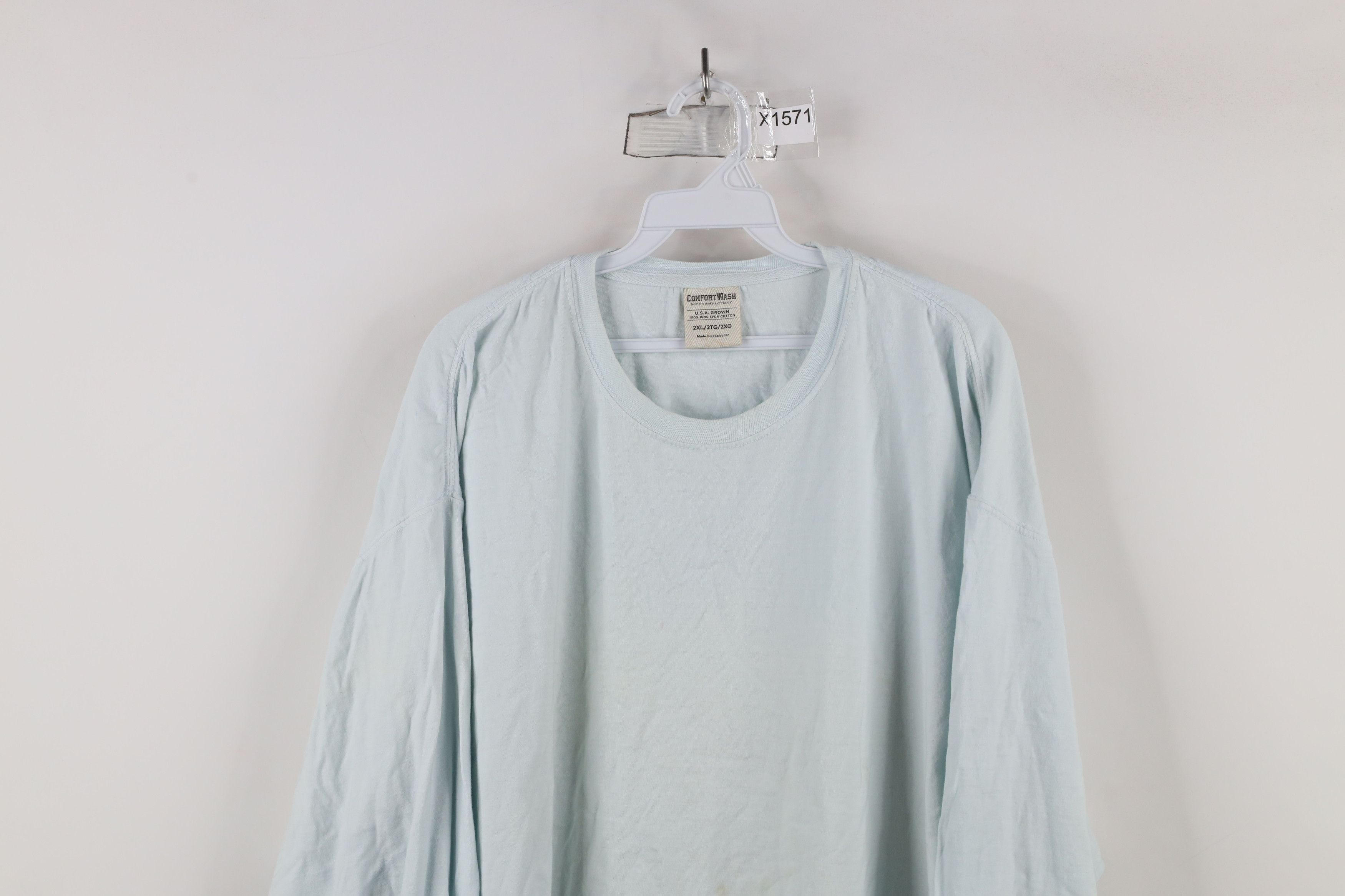 Vintage Vintage 90s Streetwear Long Sleeve T-Shirt Light Blue Size US XXL / EU 58 / 5 - 2 Thumbnail