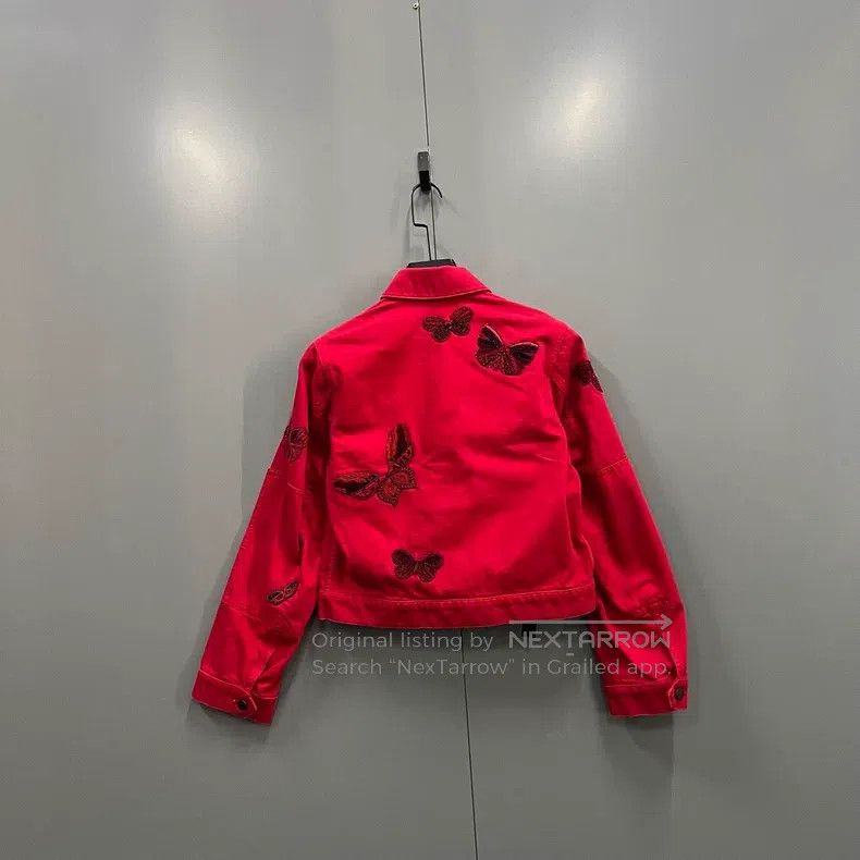 Valentino Valentino Red butterfly embroidered denim jacket Size XS / US 0-2 / IT 36-38 - 2 Thumbnail