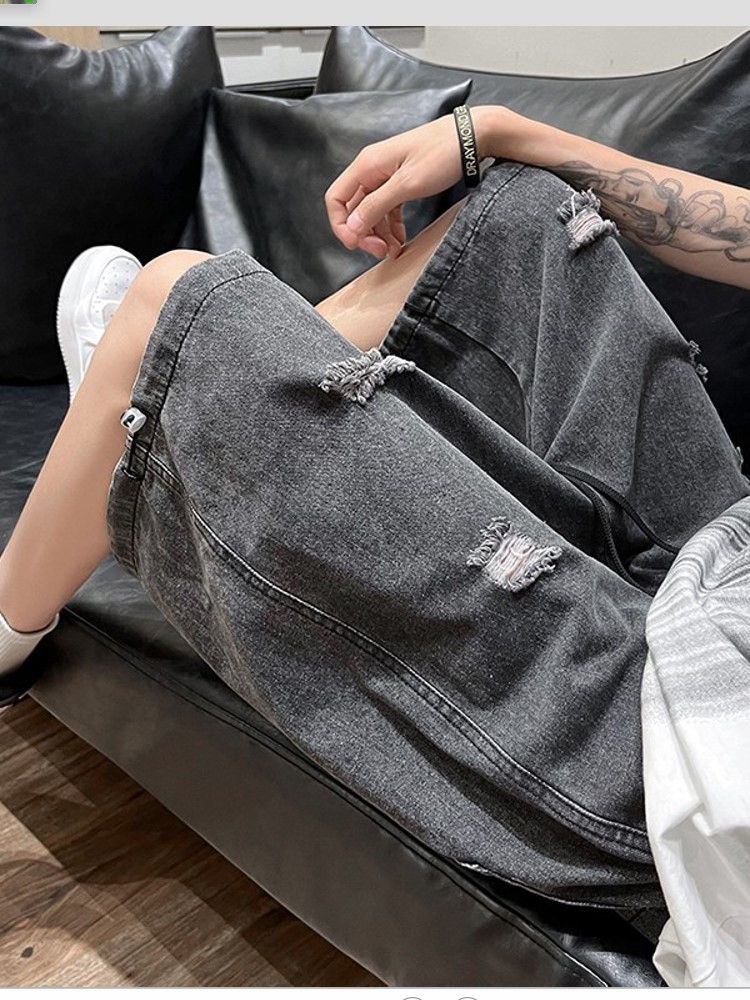 Japanese Brand × Jean Retro loose casual distressed denim shorts Size US 32 / EU 48 - 3 Thumbnail