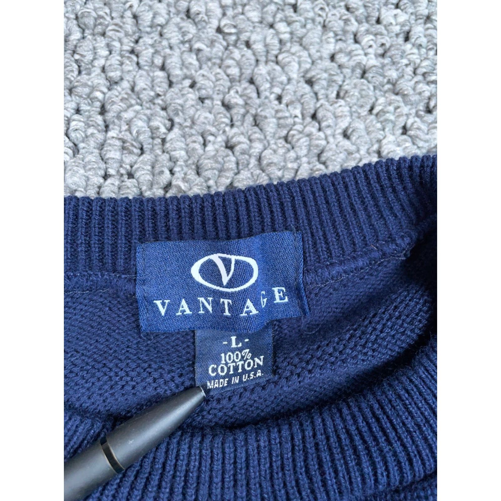 Vintage VINTAGE Vantage St. Ives Cornwall Crest Sweater Adult Large Dark Blue Chunky Knit Pullover Mens Size US L / EU 52-54 / 3 - 3 Thumbnail