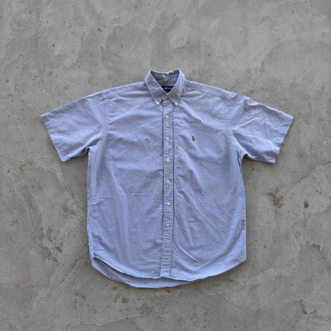 Polo Ralph Lauren Blake Short Sleeve Blue Oxford Shirt Large