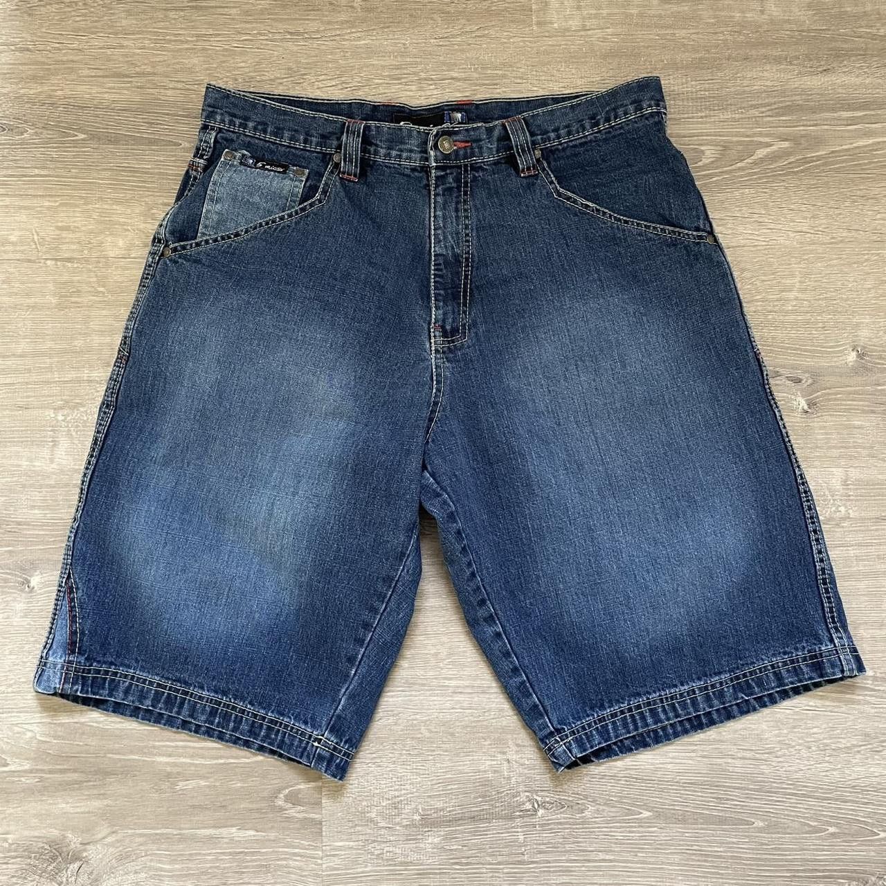 JNCO × Vintage Vintage Y2K 90's 5 Mics Baggy Embroidered Faded Jorts Size US 36 / EU 52 - 2 Thumbnail