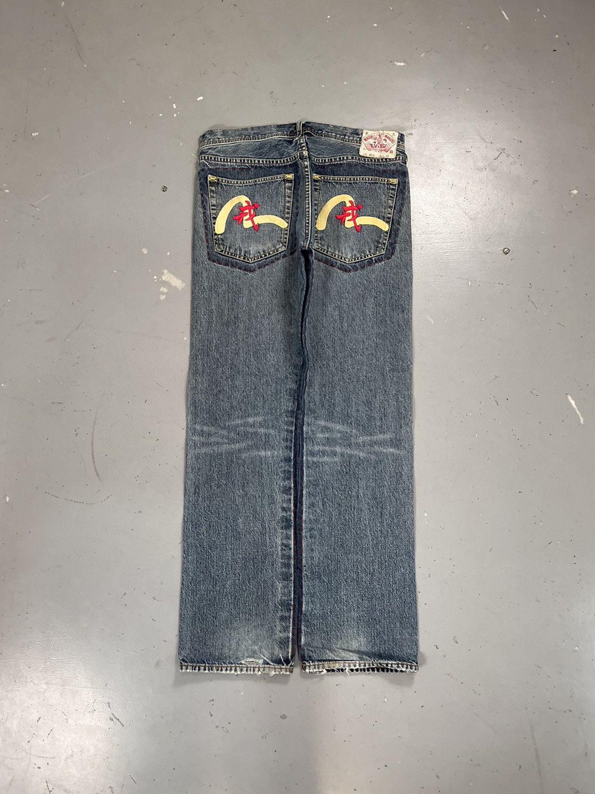 Japanese Brand × Vintage Vintage Evisu inspired Japanese SpellOut embroidered denim Size US 34 / EU 50 - 1 Thumbnail