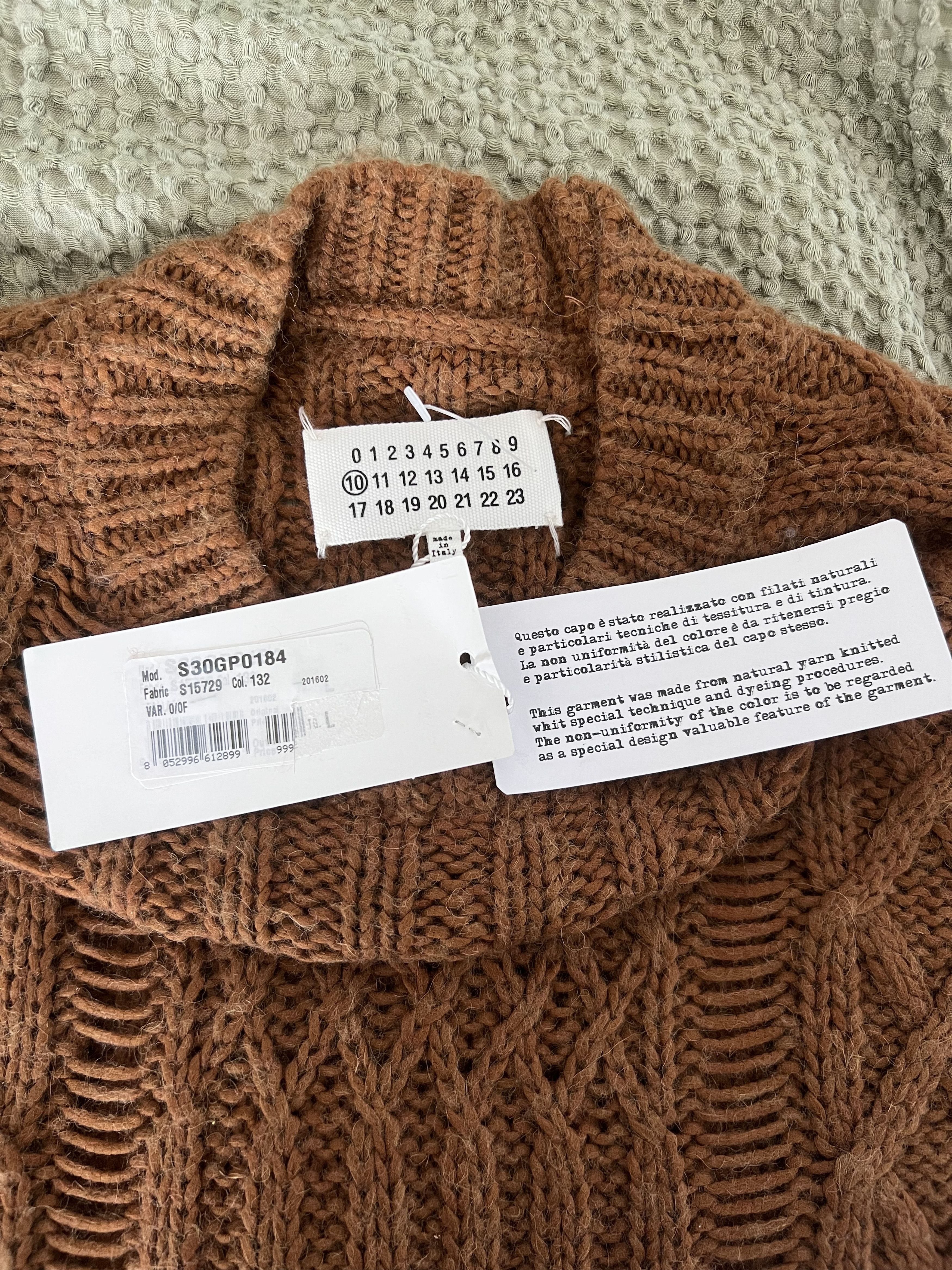 Maison Margiela Maison Margiela Cable Knit Sweater in Burnt Sienna Size US L / EU 52-54 / 3 - 8 Thumbnail
