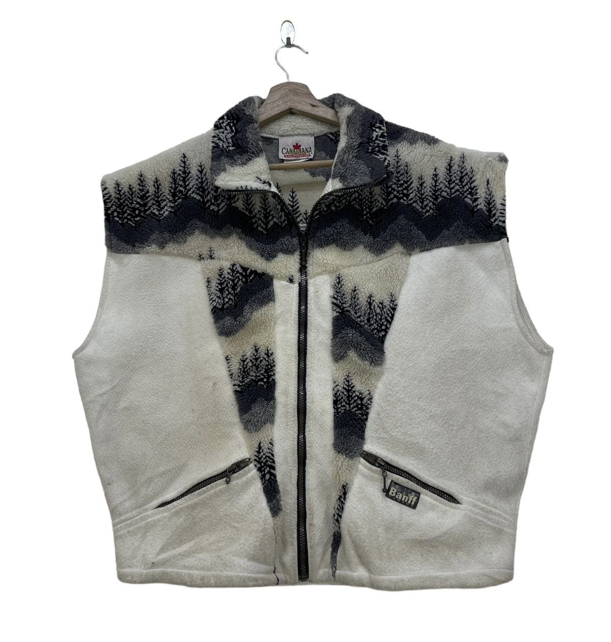 🔥Vtg Banff Canada Native Fleece Vest Jacket Made In Canada