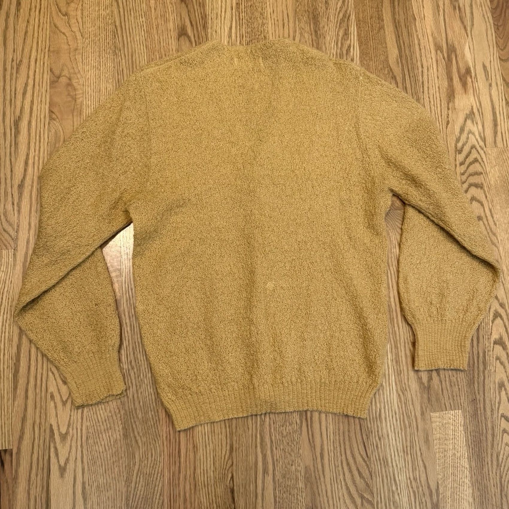 Vintage VINTAGE Rob Scot Cardigan Sweater Mens Small Gold Mohair Wool Blend Long Sleeve V-Neck Button Front Cable-Knit Grunge 50s 60s True Vintage Mens Size US S / EU 44-46 / 1 - 2 Thumbnail