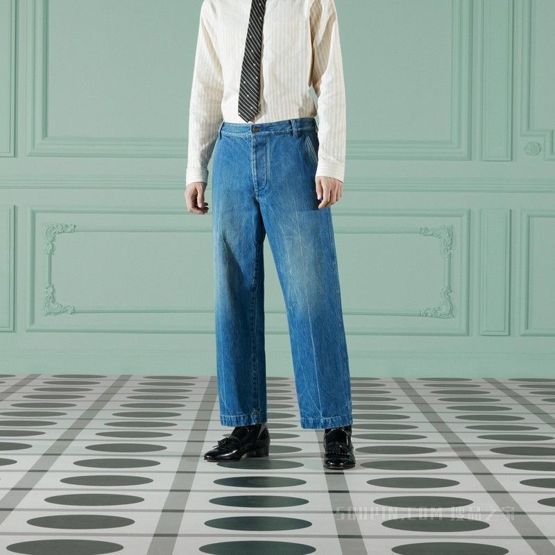 Gucci 50 L - Gucci Washed Jeans Organic Denim Pant with Patch Blue Size US 34 / EU 50 - 2 Thumbnail