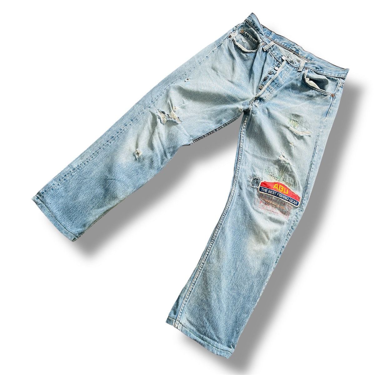 Levi's Vintage Clothing Distressed Levis 501 Vintage Denim Jeans Size US 30 / EU 46 - 1 Thumbnail