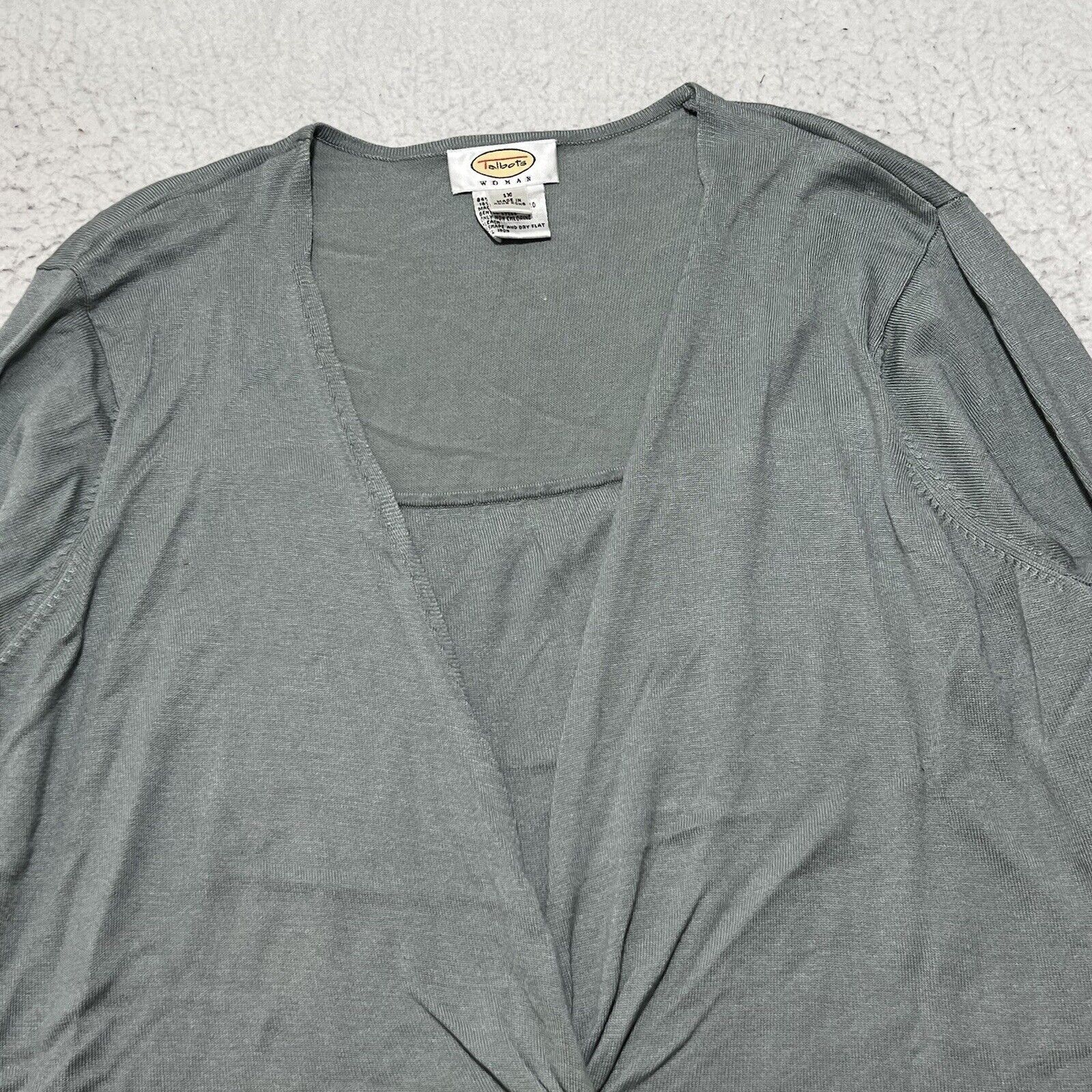 Other Talbots Long Sleeve Layered Wrap Sweater Tie Front Gray Size XL / US 12-14 / IT 48-50 - 2 Thumbnail