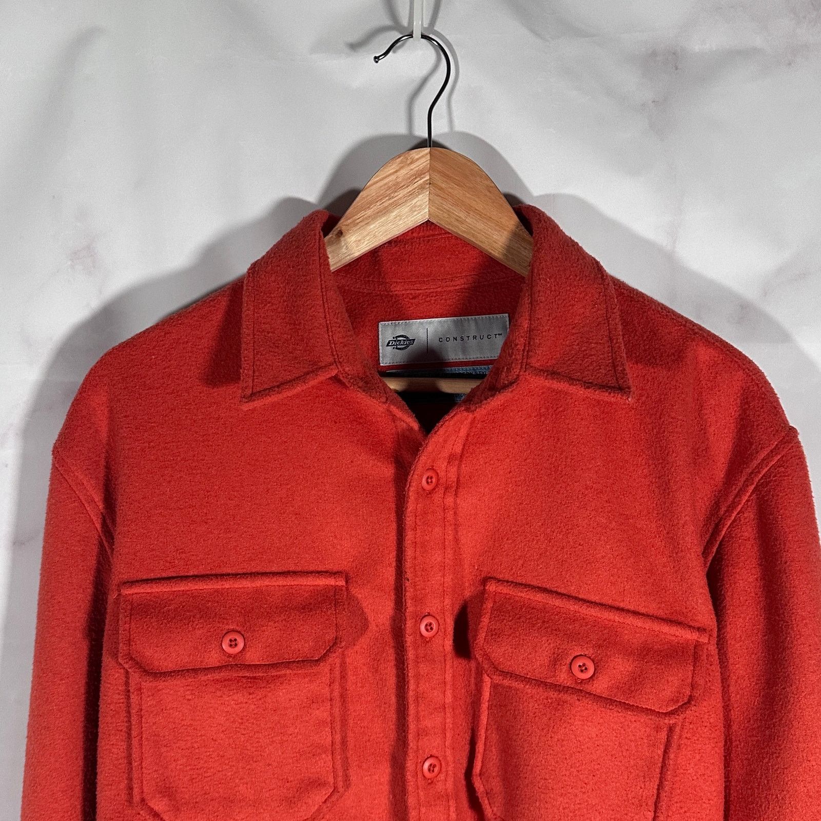 Dickies Construct Orange Fleece Button Up Shirt Size US XL / EU 56 / 4 - 2 Thumbnail