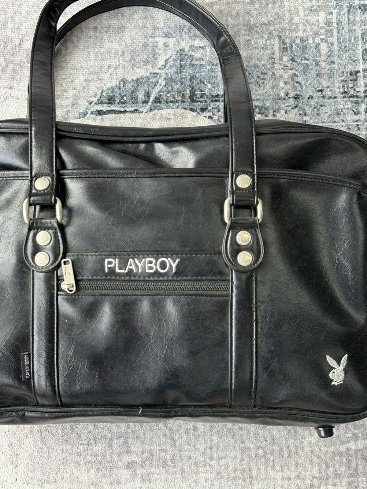 Japanese Brand Playboy Hand Carry Leather Bag Size ONE SIZE - 4 Thumbnail