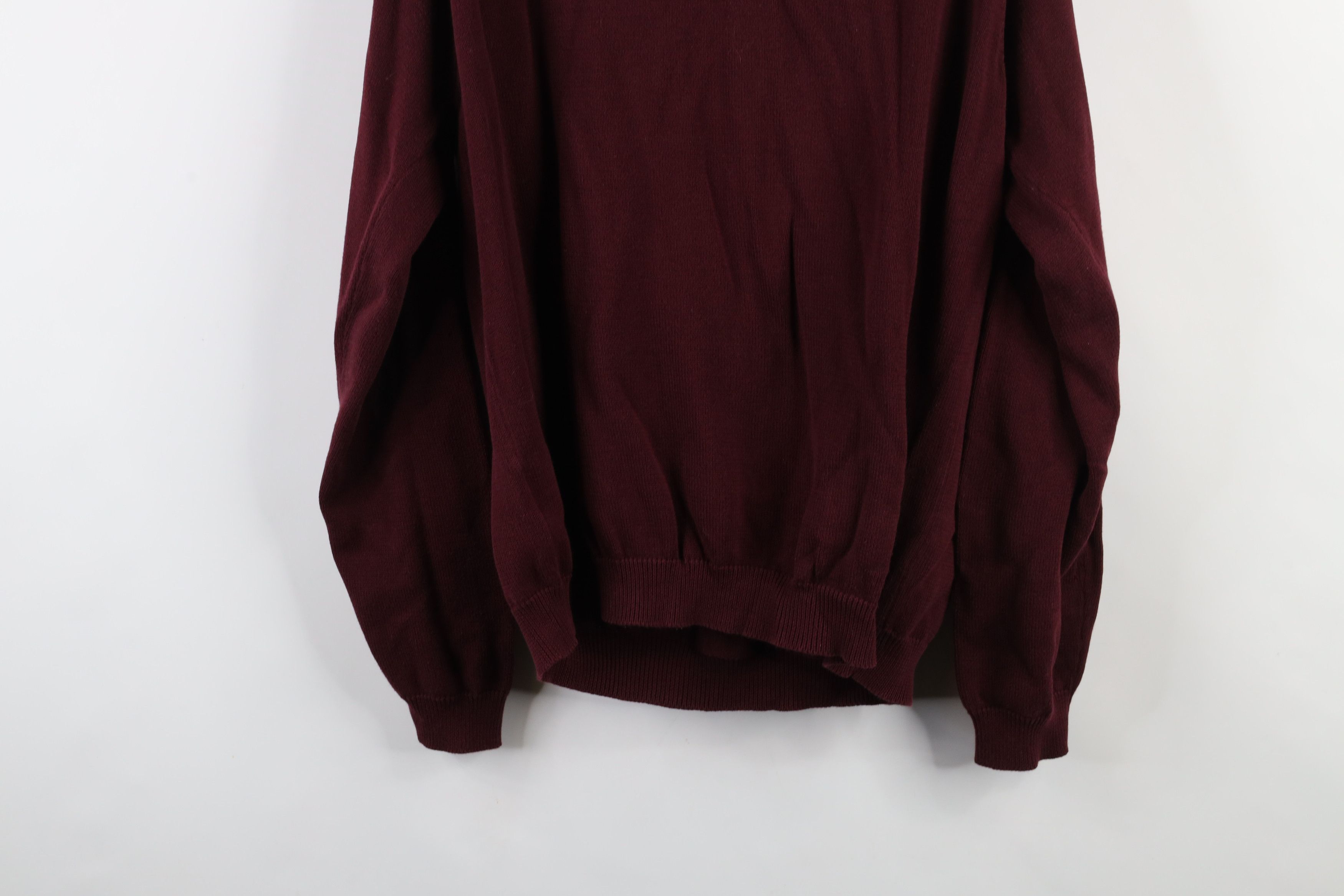 Eddie Bauer × Vintage Vintage 90s Eddie Bauer Cotton Knit V-Neck Sweater Burgundy Size US XL / EU 56 / 4 - 10 Thumbnail