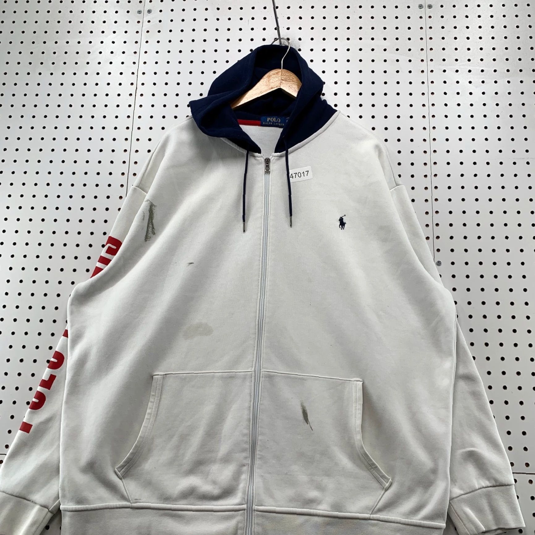 Polo Ralph Lauren Polo Ralph Lauren Tennis Hoodie Sweatshirt Mens XL White Blue Distressed Size US XL / EU 56 / 4 - 4 Thumbnail