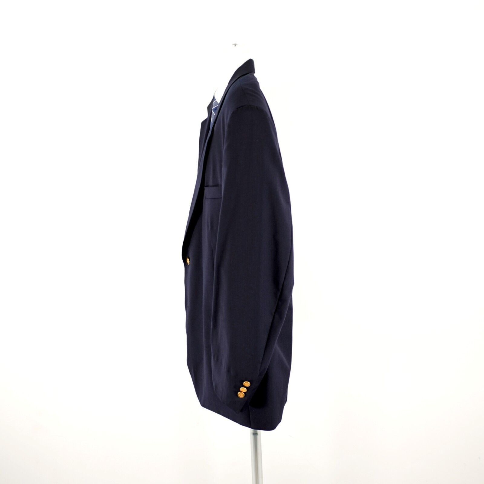 Joseph & Feiss Jospeh & Feiss International Worsted Wool Blue 2 Gold Button Size 52R - 6 Thumbnail