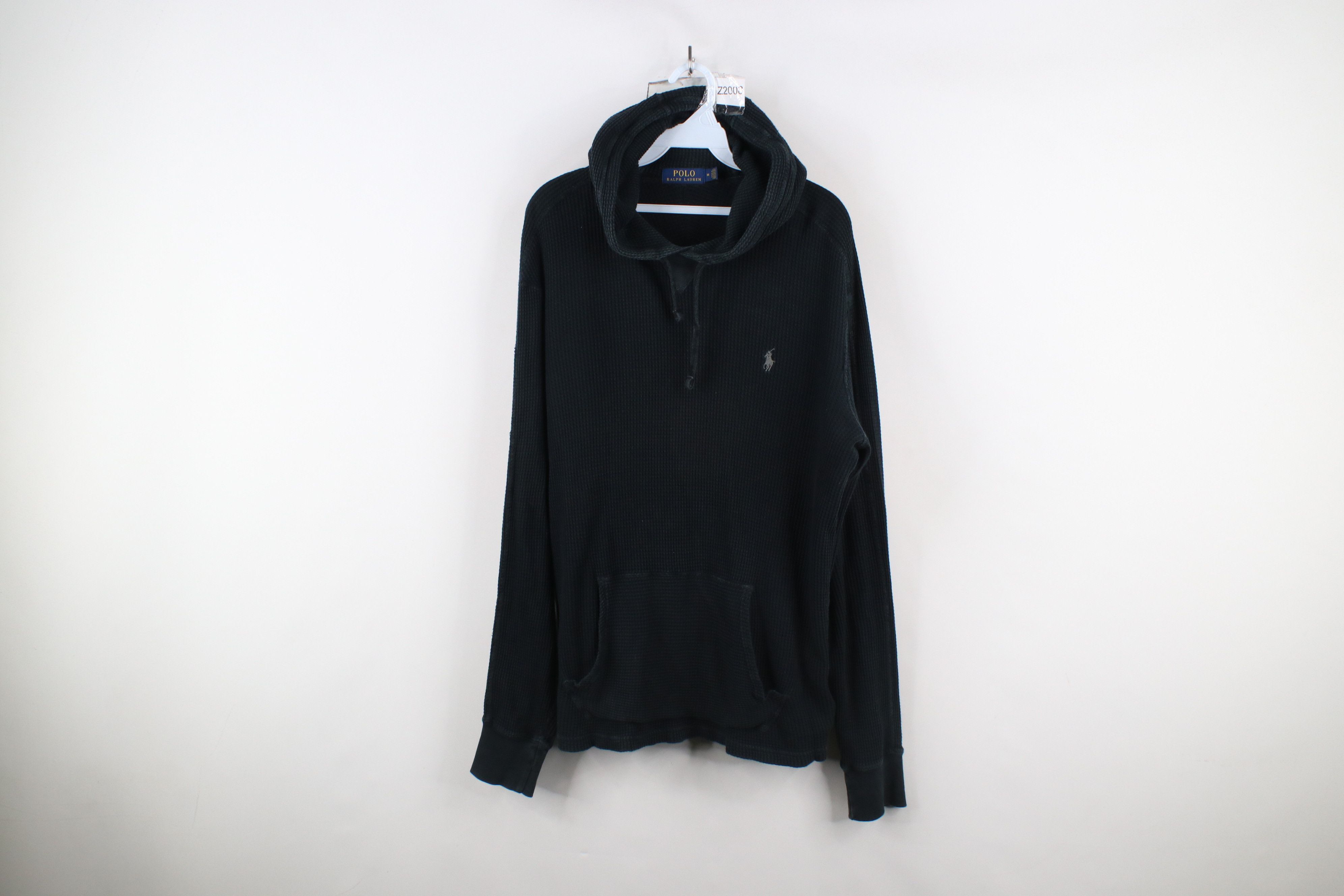 Polo Ralph Lauren Vintage Ralph Lauren Waffle Knit Hoodie Sweatshirt Black Size US M / EU 48-50 / 2 - 1 Thumbnail