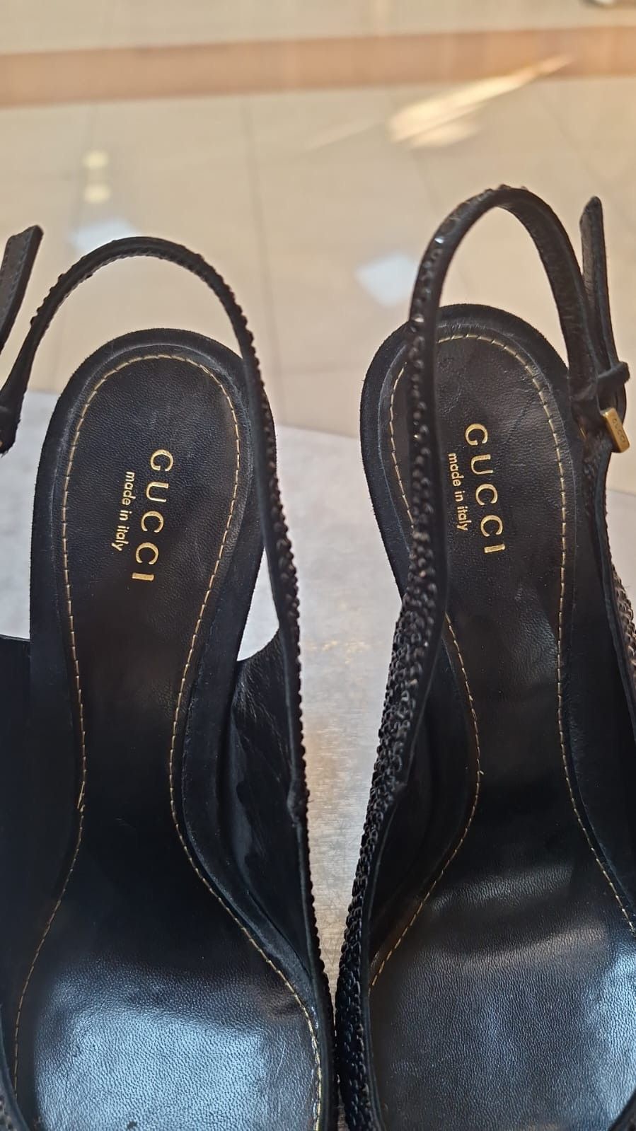 Gucci Gucci Crystal & Suede Leather Platform Heels Black Pumps Size US 8 / IT 38 - 10 Thumbnail