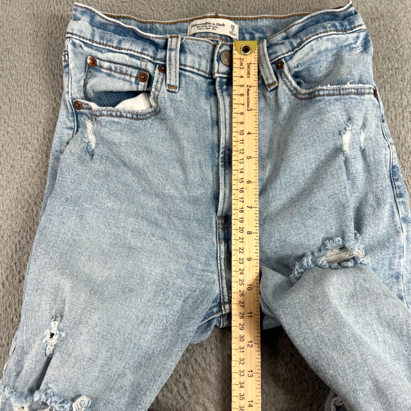 Abercrombie & Fitch Abercrombie & Fitch Jeans Ankle High Rise 2 Reg 26 Blue Denim 5-Pocket Women Vintage 90s Distressed Size 26" / US 2 / IT 38 - 5 Thumbnail