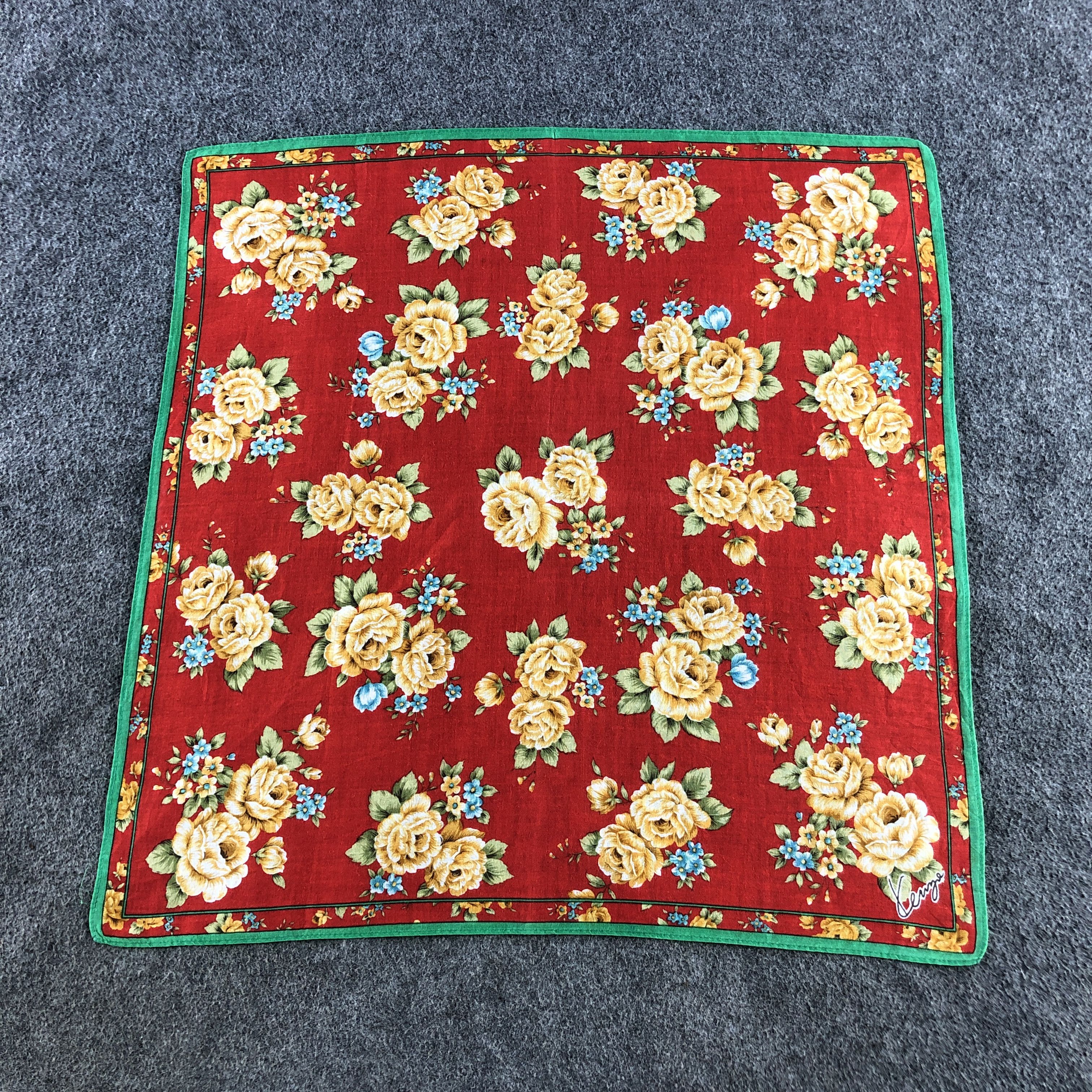 Kenzo × Vintage Kenzo Floral Handkerchief Neckerchief Bandana H2490 Size ONE SIZE - 1 Thumbnail